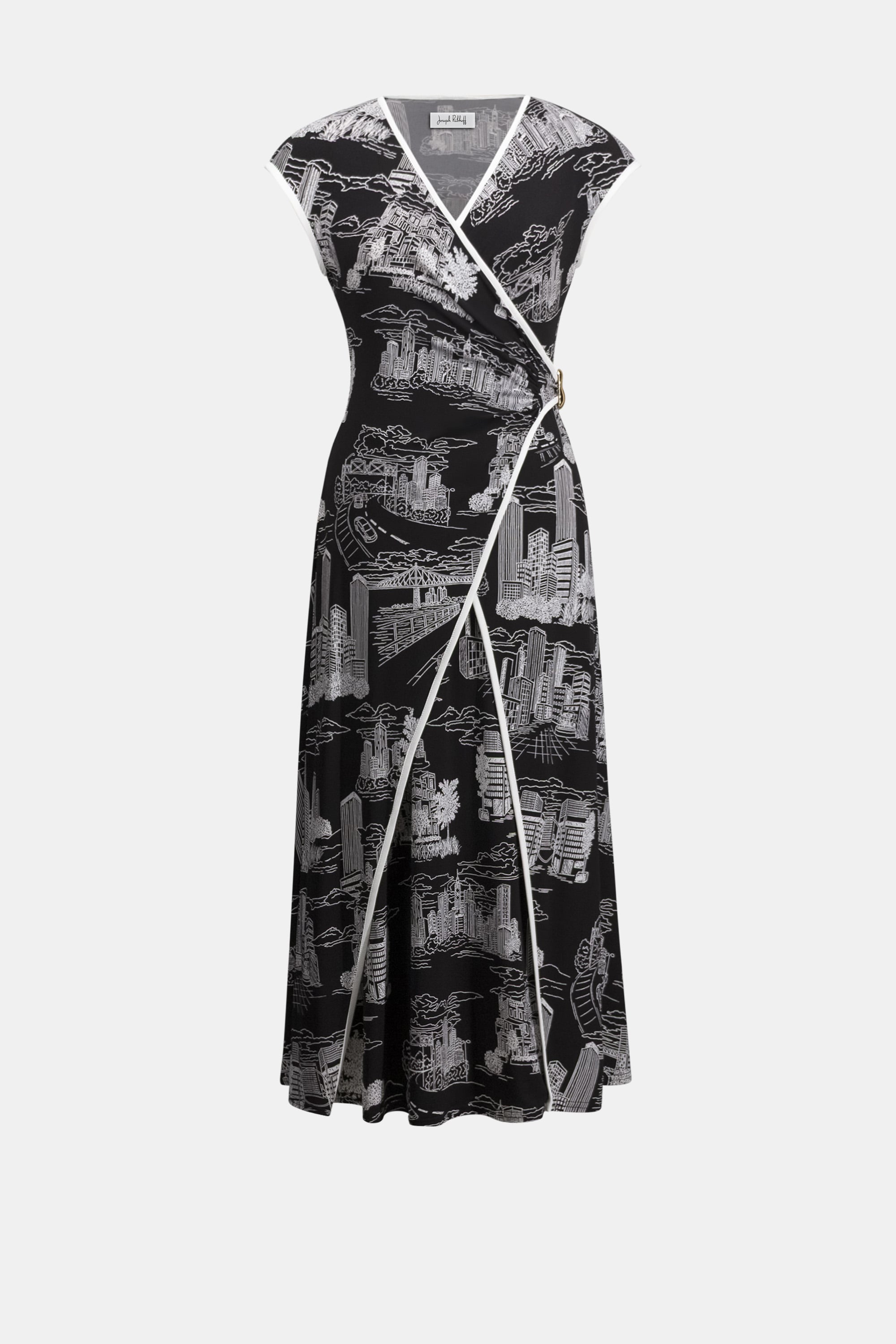 Silky Knit Conversational Print Fit And Flare Dress
