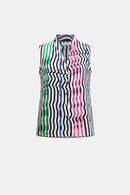 Joseph Ribkoff Woven Stripe Sleeveless Blouse-262241