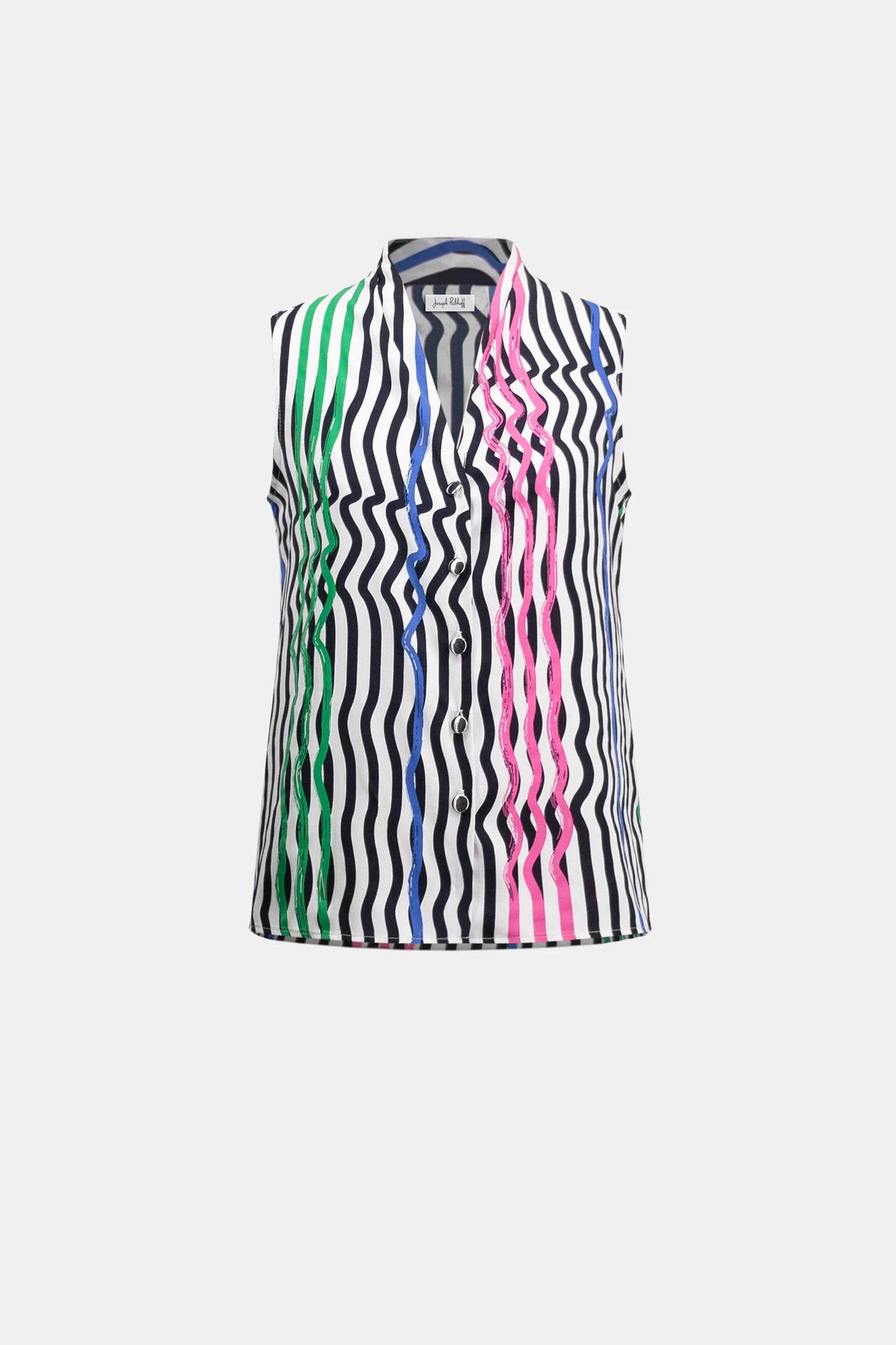 Joseph Ribkoff Woven Stripe Sleeveless Blouse-262241