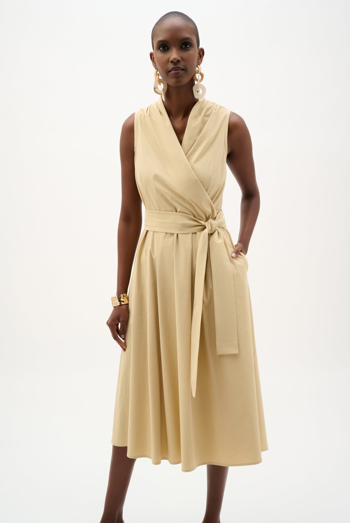 Joseph Ribkoff Stretch Poplin Fit And Flare Dress-262244, view 3