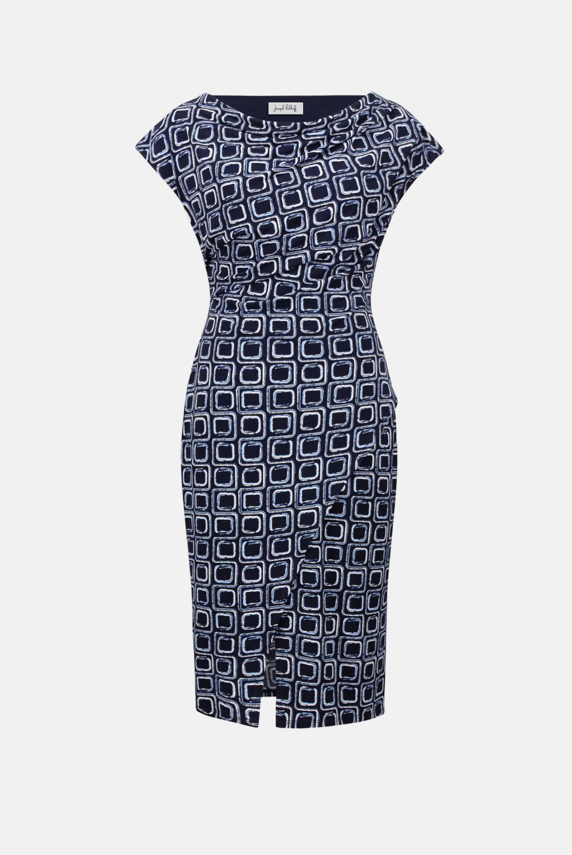 Silky Knit Geometric Print Sheath Wrap Dress