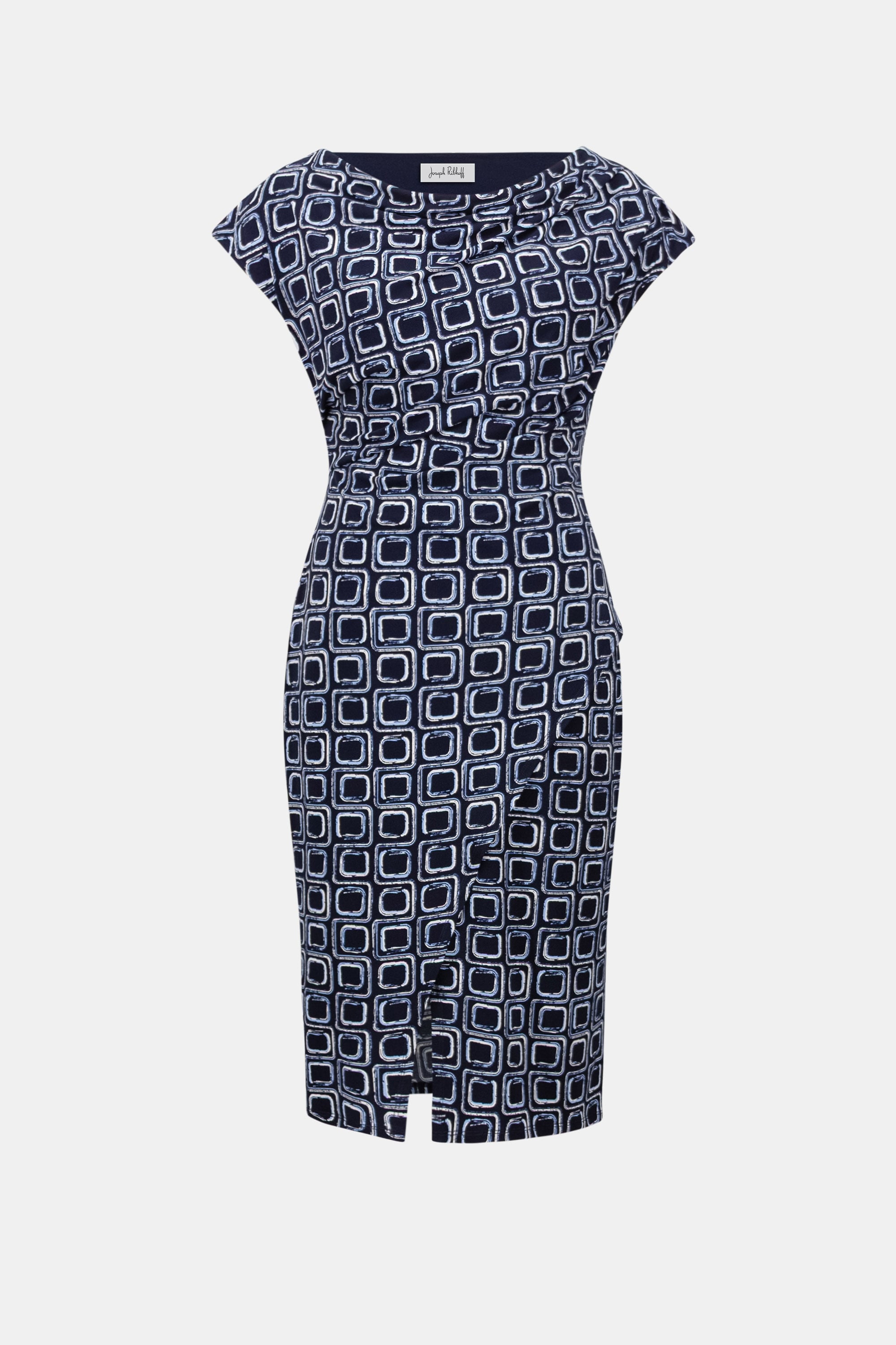 Silky Knit Geometric Print Sheath Wrap Dress