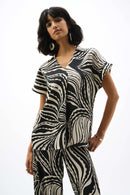 Joseph Ribkoff Bubble Satin Abstract Print Boxy Top-262255