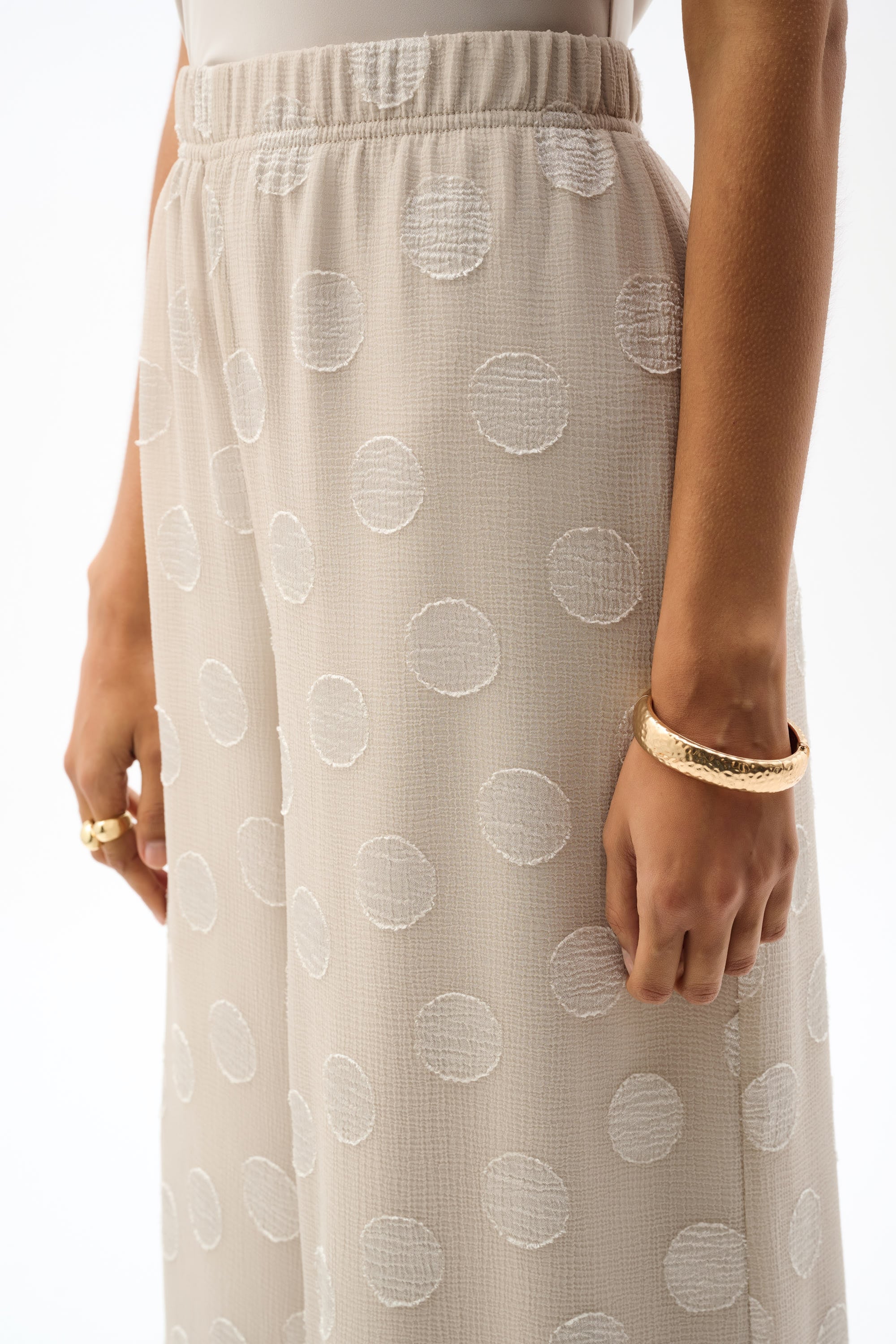 Chiffon Jacquard Dot Print Wide Leg Pants