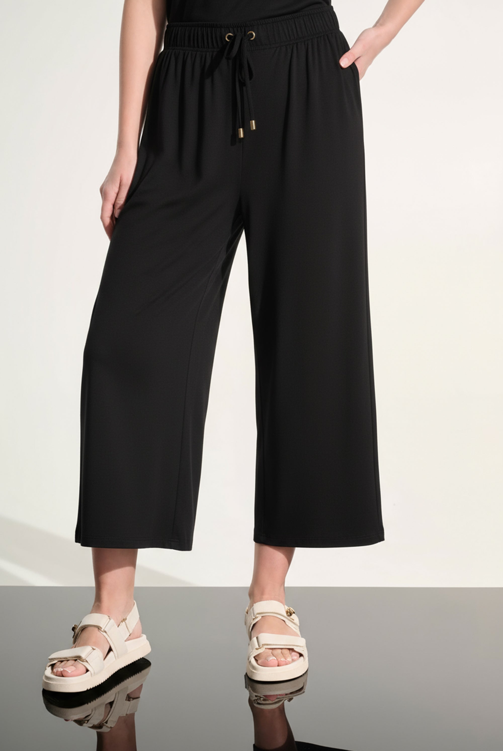 Jersey Pull-On Culotte Pant With Tie Waist