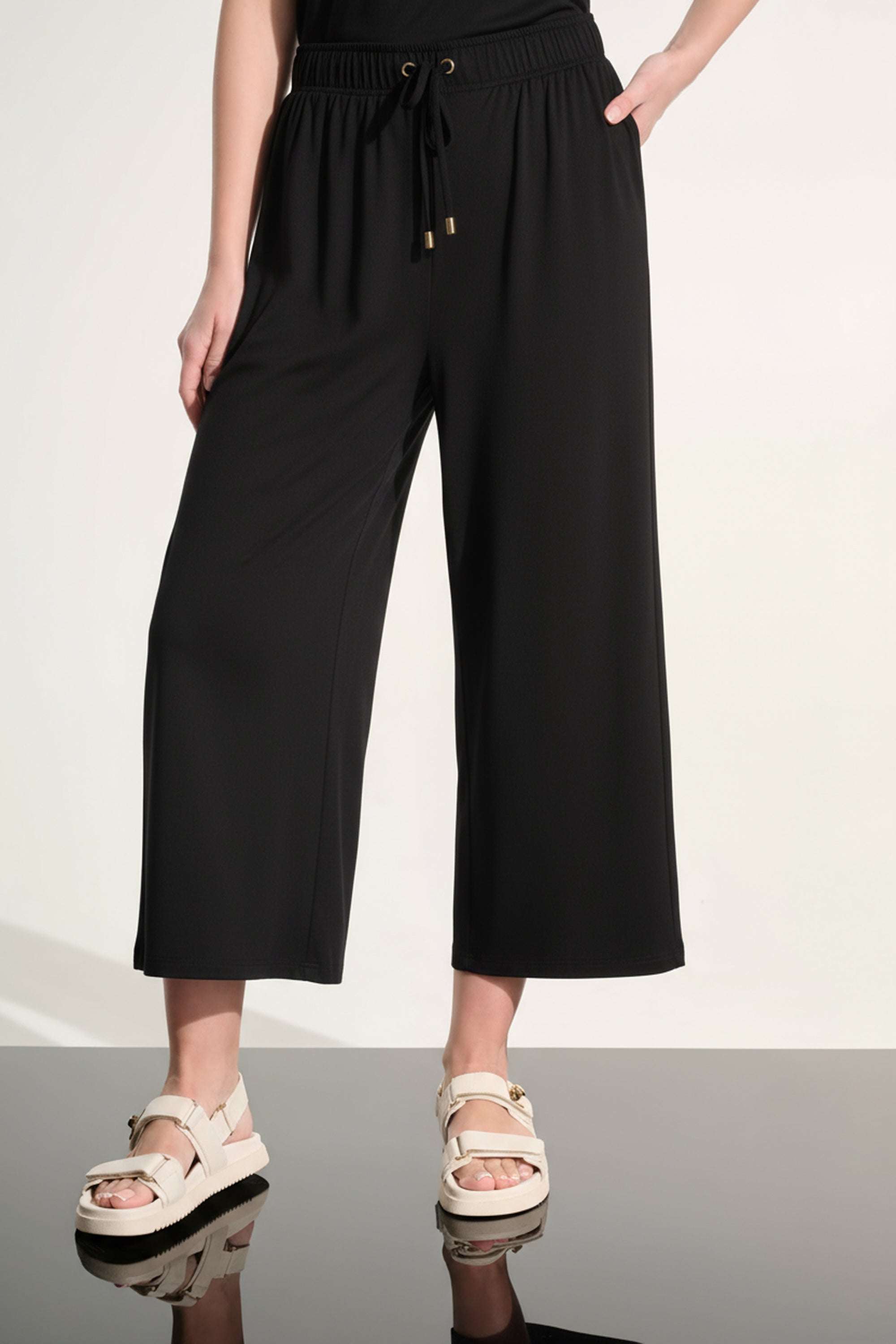 Jersey Pull-On Culotte Pant With Tie Waist