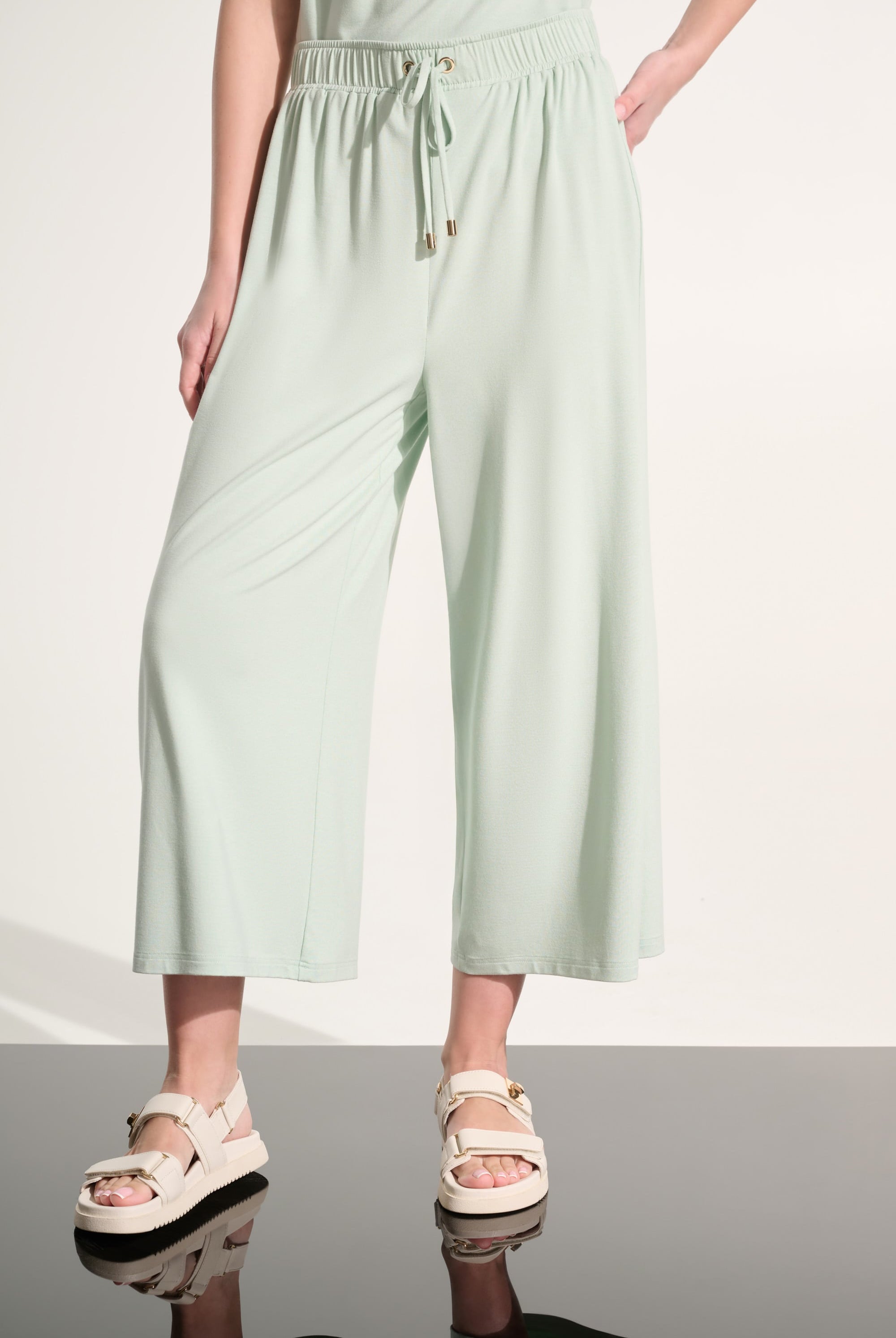 Jersey Pull-On Culotte Pant With Tie Waist