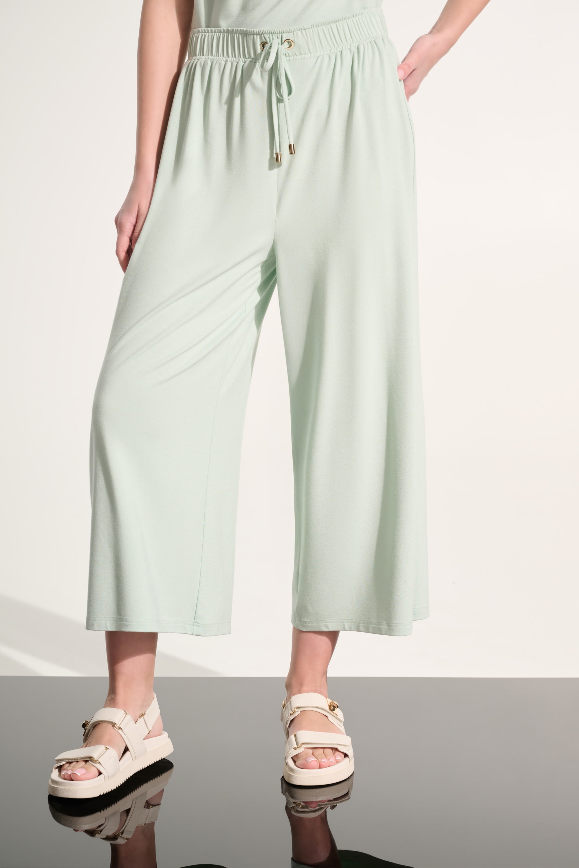 Jersey Pull-On Culotte Pant With Tie Waist