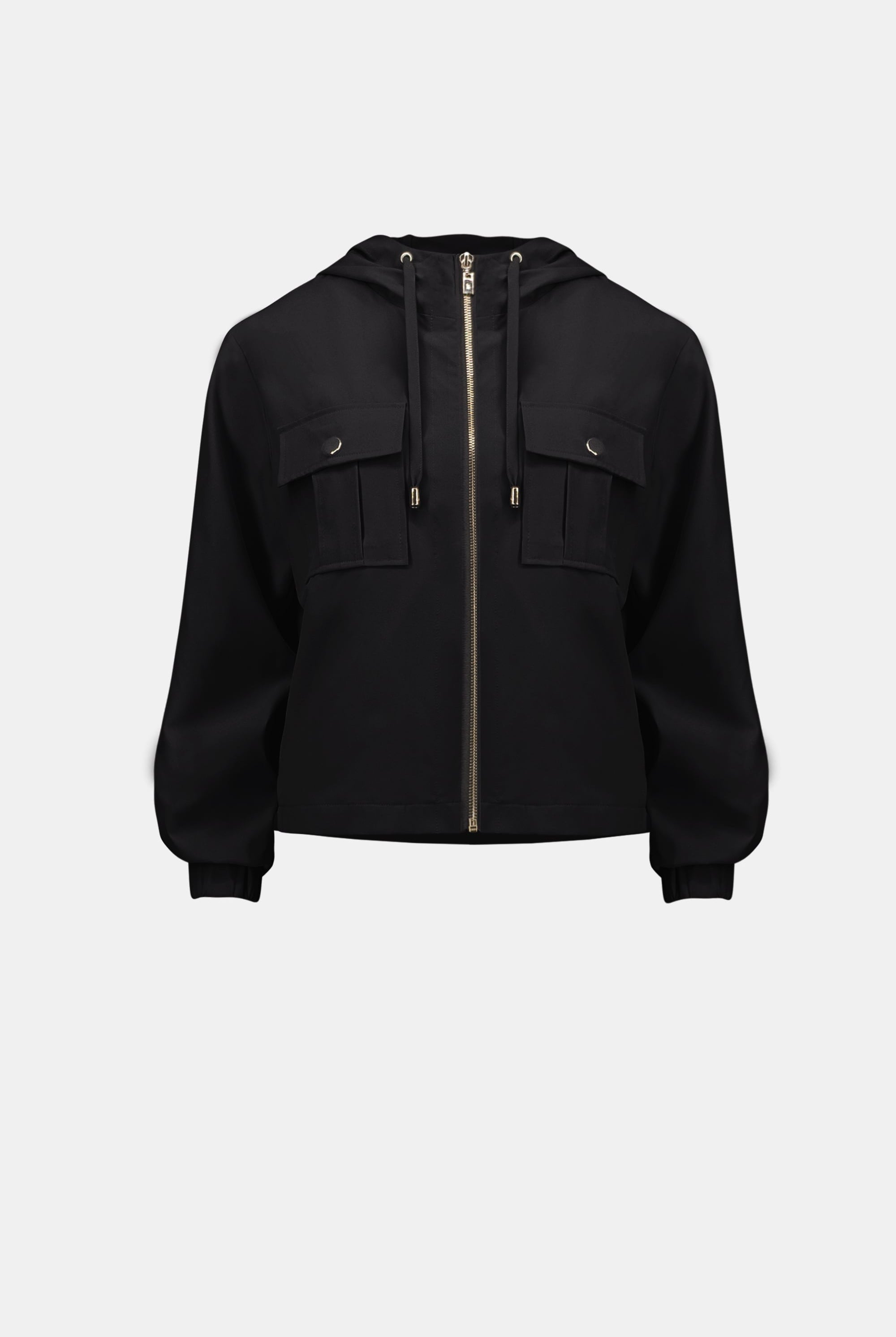 Stretch Woven Hooded Boxy Utility Jacket