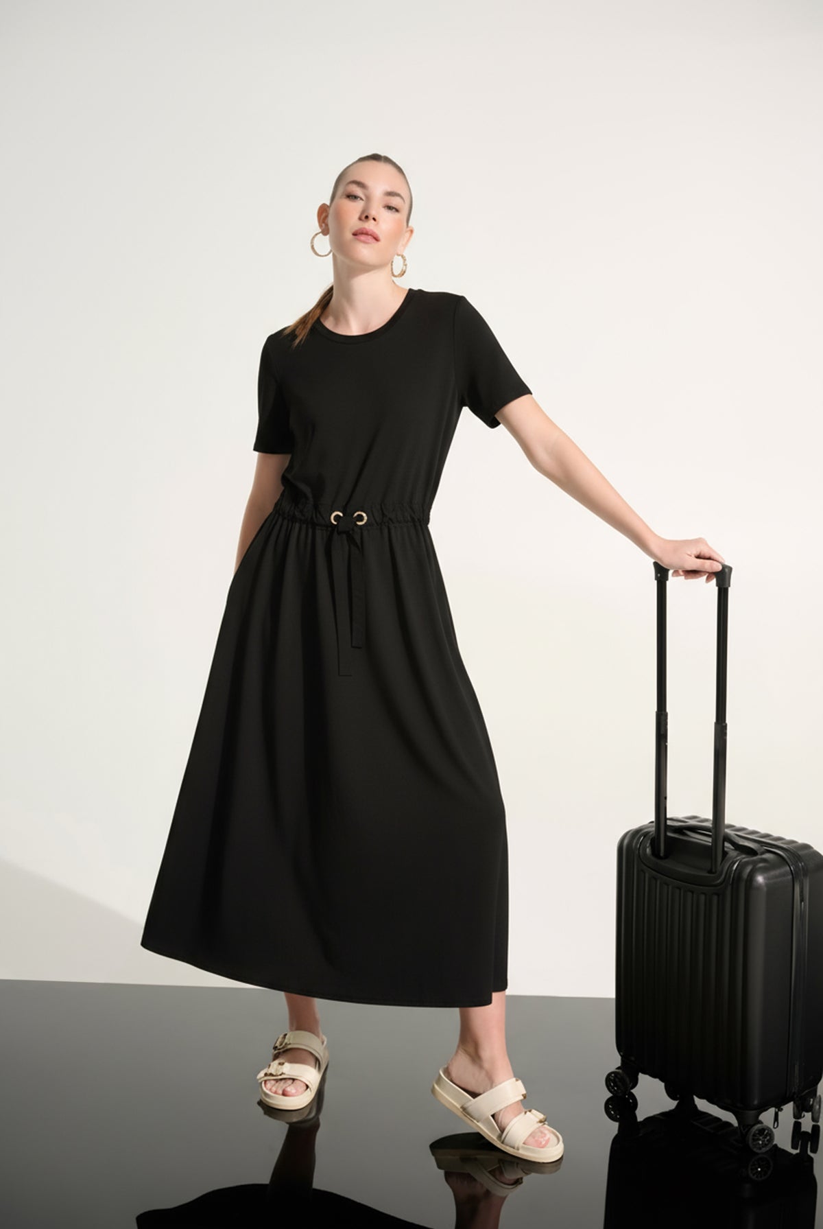 Joseph Ribkoff Jersey And Memory Fit & Flare Dress With Waist Detail-262627