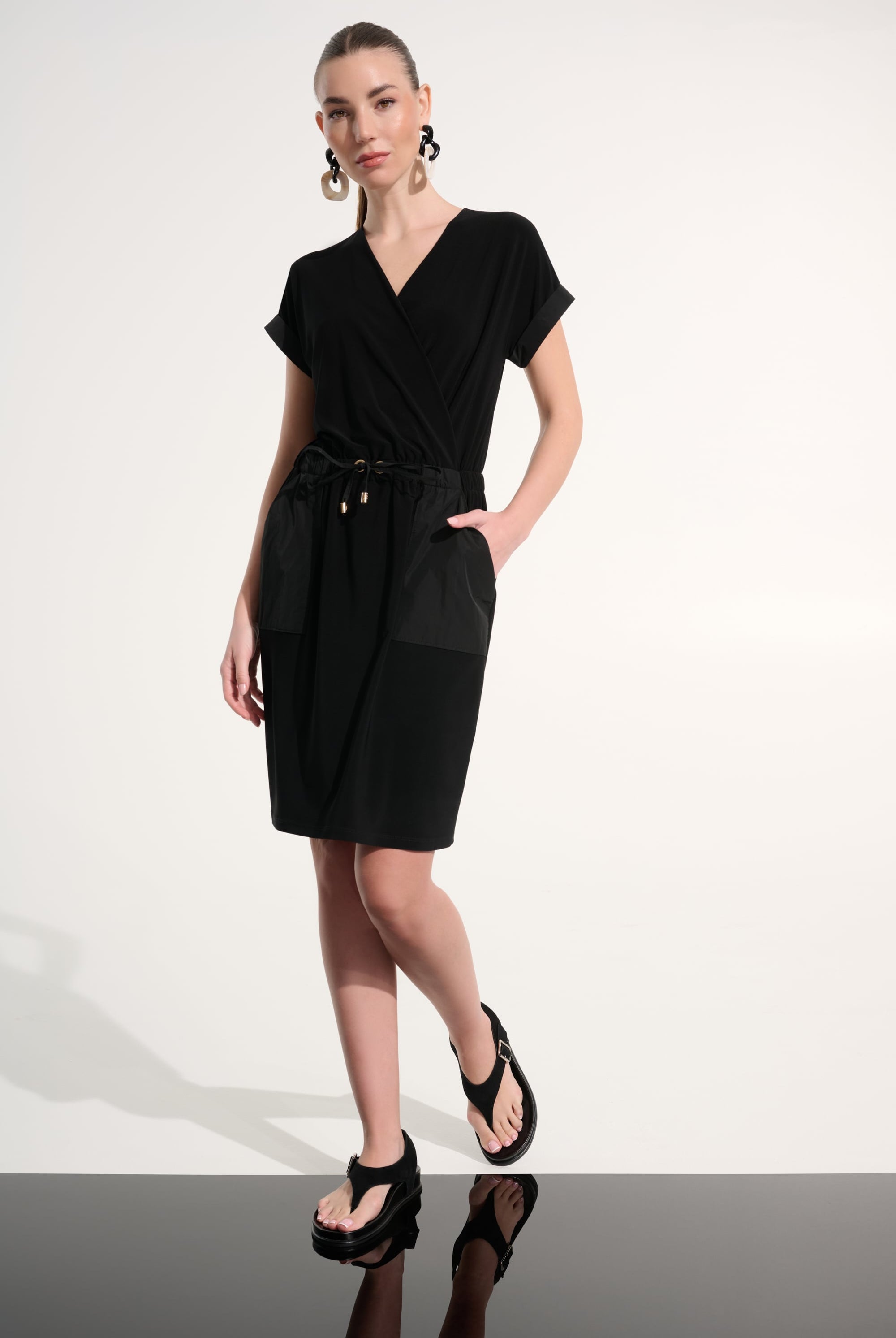 Silky Knit And Memory Straight Wrap Dress