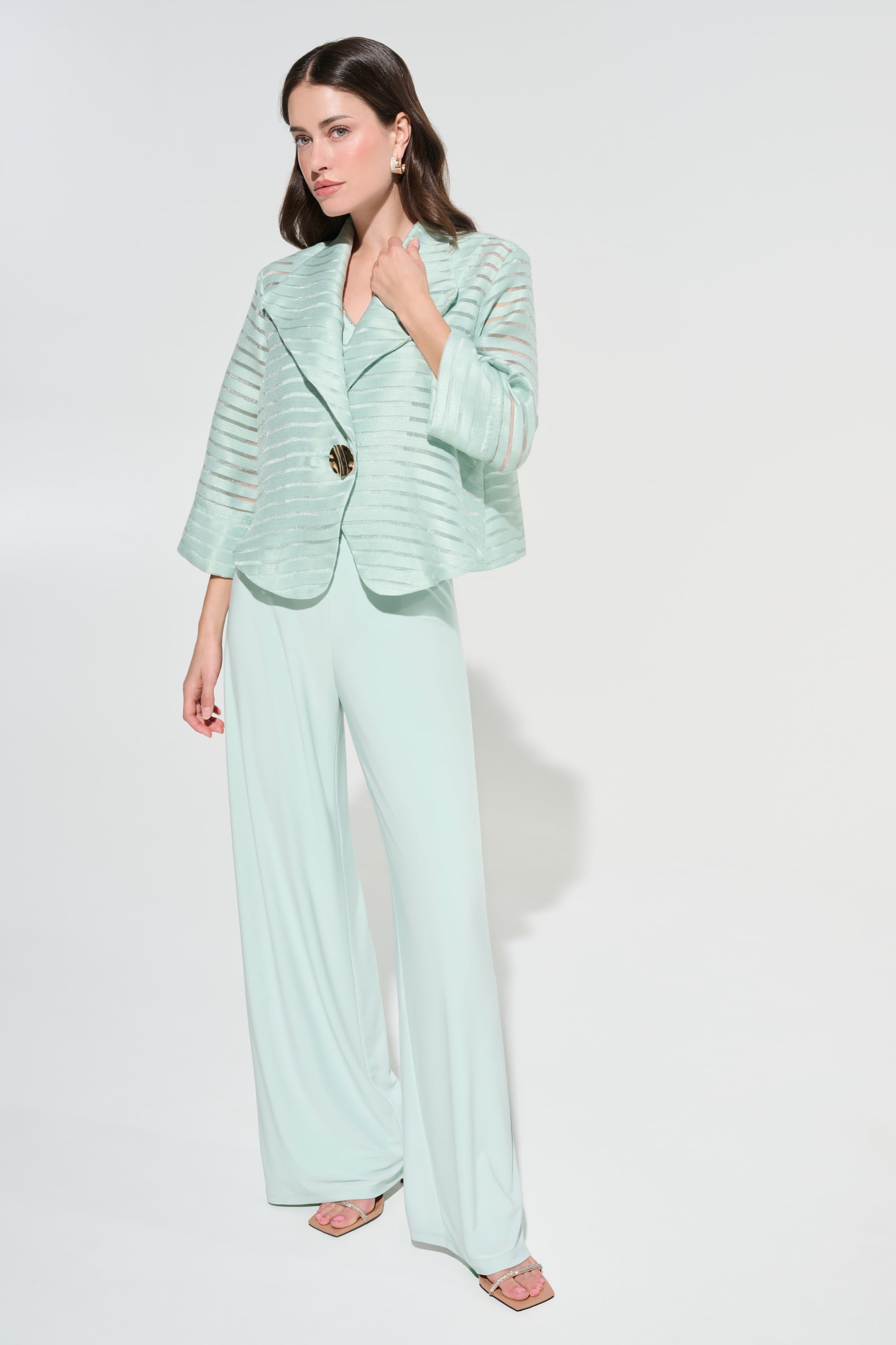 Signature | Novelty Shadow Stripe Swing Jacket With Lapel