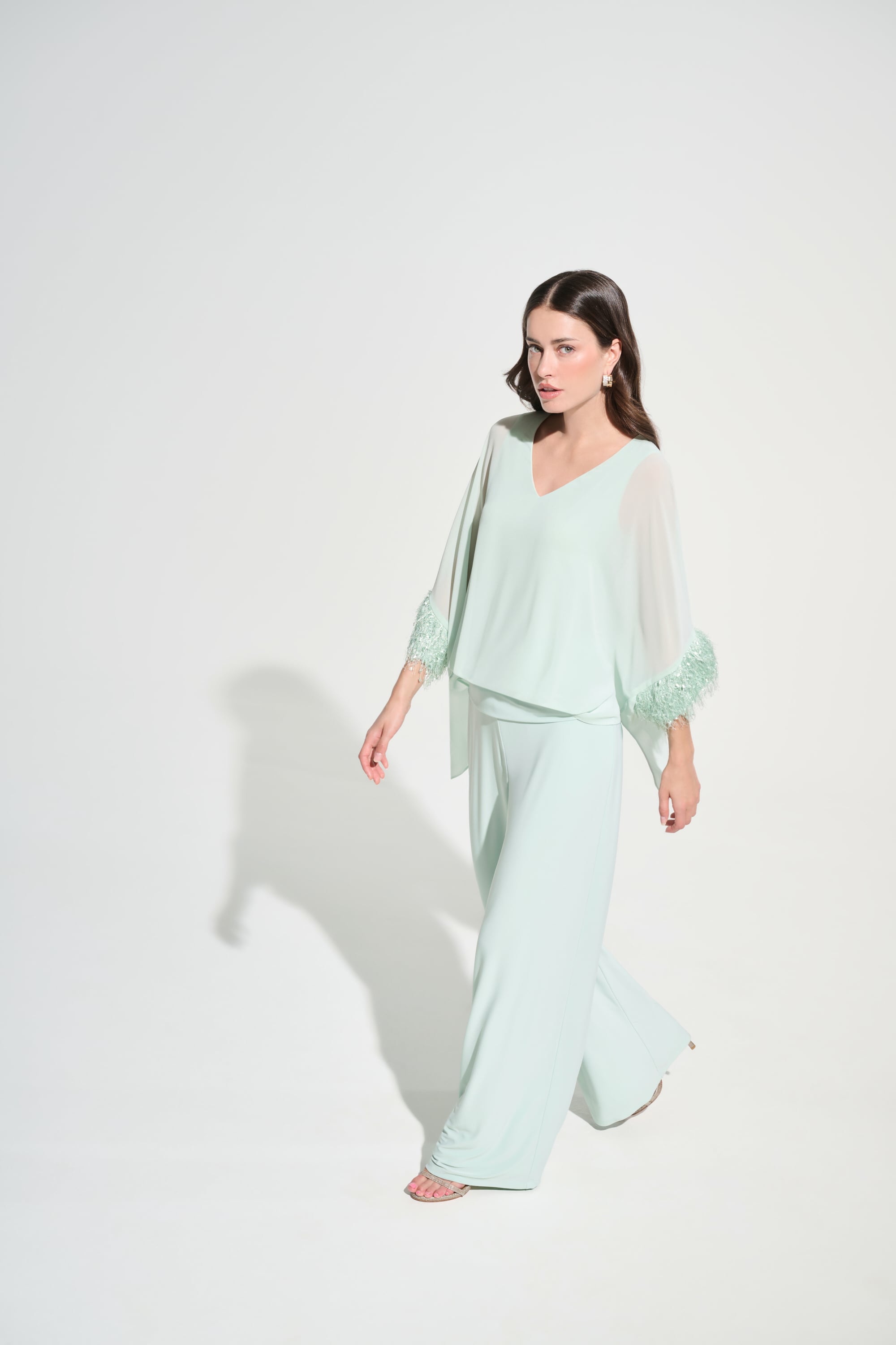 Signature | Chiffon Knit Poncho Top With Novelty Trim
