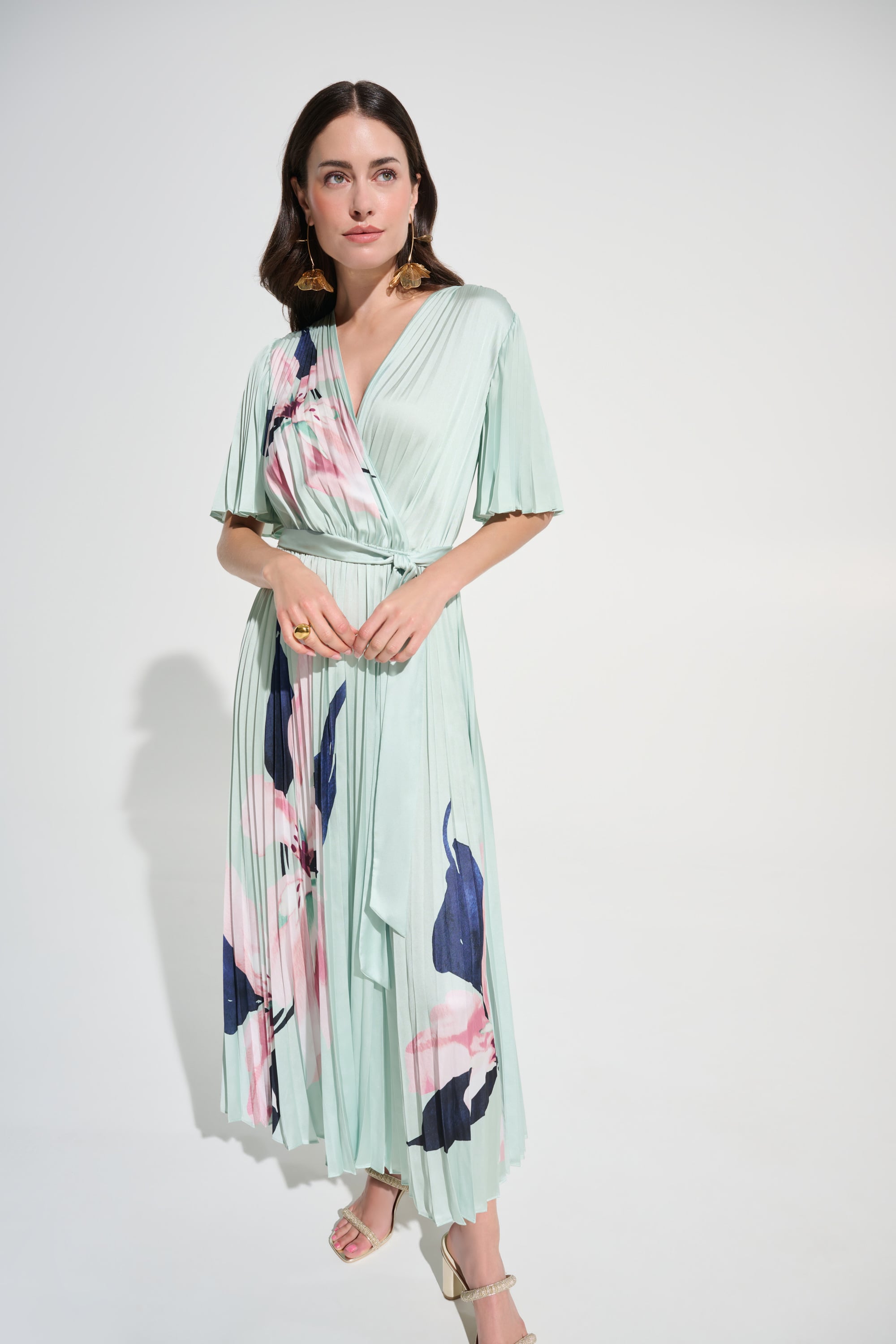 Signature | Satin Floral Print Fit And Flare Dress