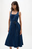 Joseph Ribkoff Denim Fit And Flare Midi Dress With Belt-262901