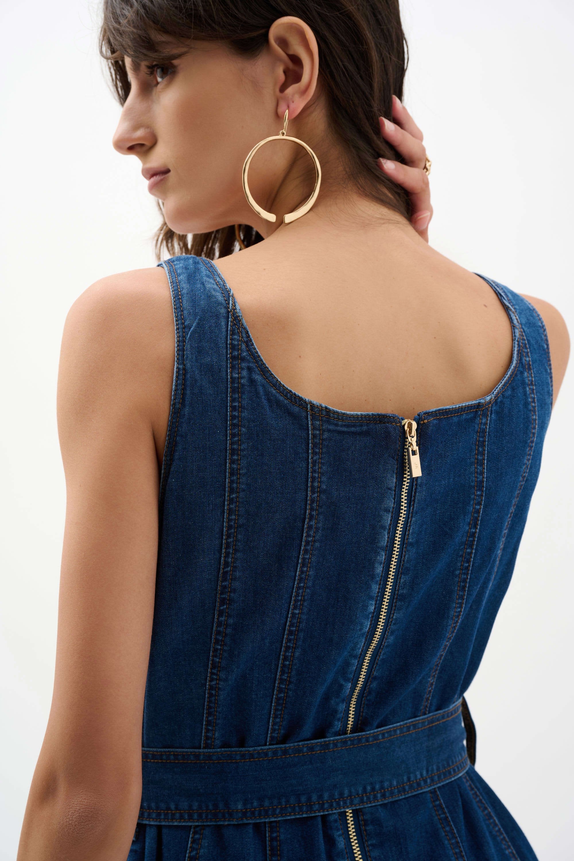 Joseph Ribkoff Denim Fit And Flare Midi Dress With Belt-262901