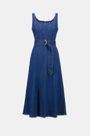 Joseph Ribkoff Denim Fit And Flare Midi Dress With Belt-262901