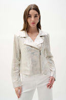 Joseph Ribkoff Faux Suede Foiled Knit Moto Jacket-262902