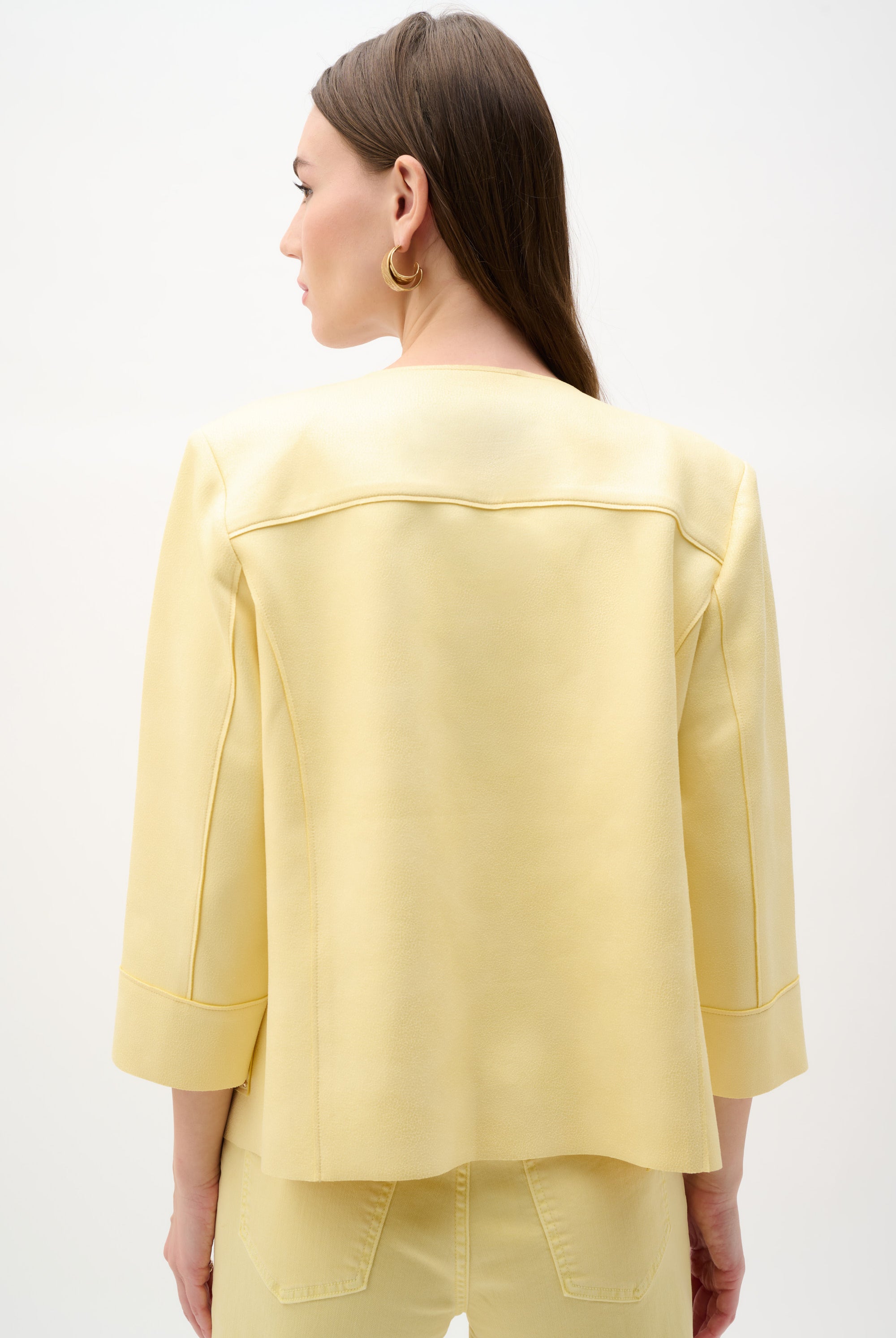 Foiled Scuba Suede Boxy Jacket With Stud Details