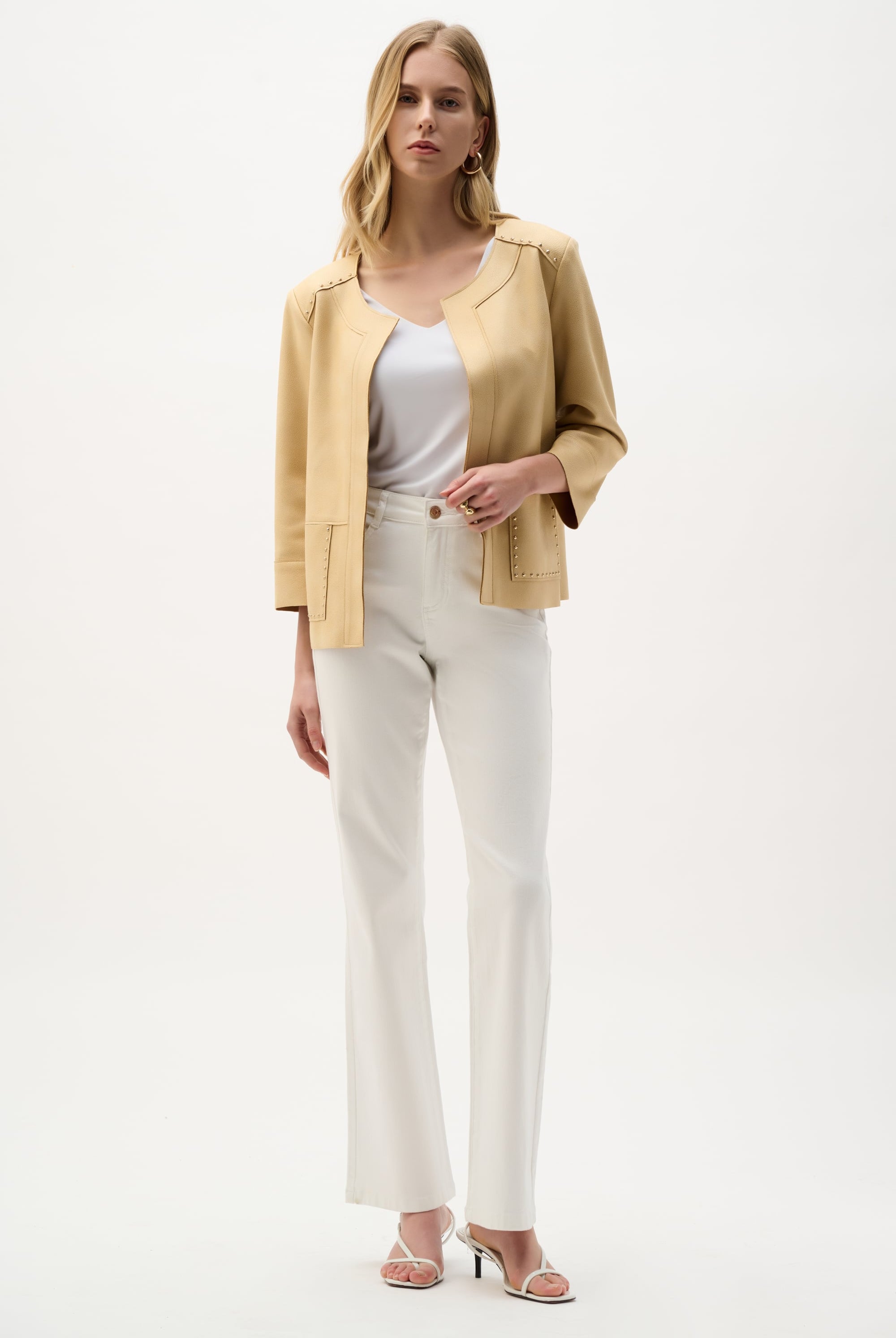Foiled Scuba Suede Boxy Jacket With Stud Details
