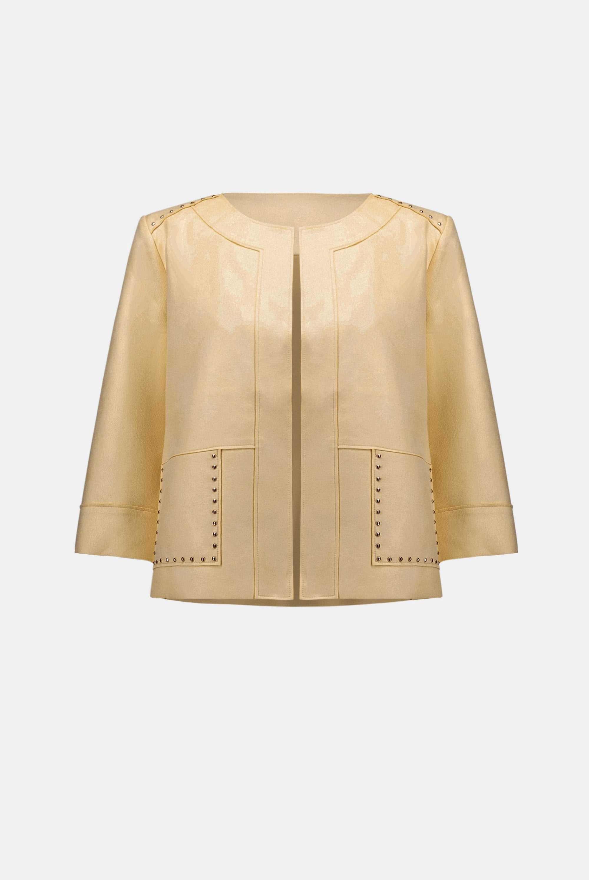 Foiled Scuba Suede Boxy Jacket With Stud Details