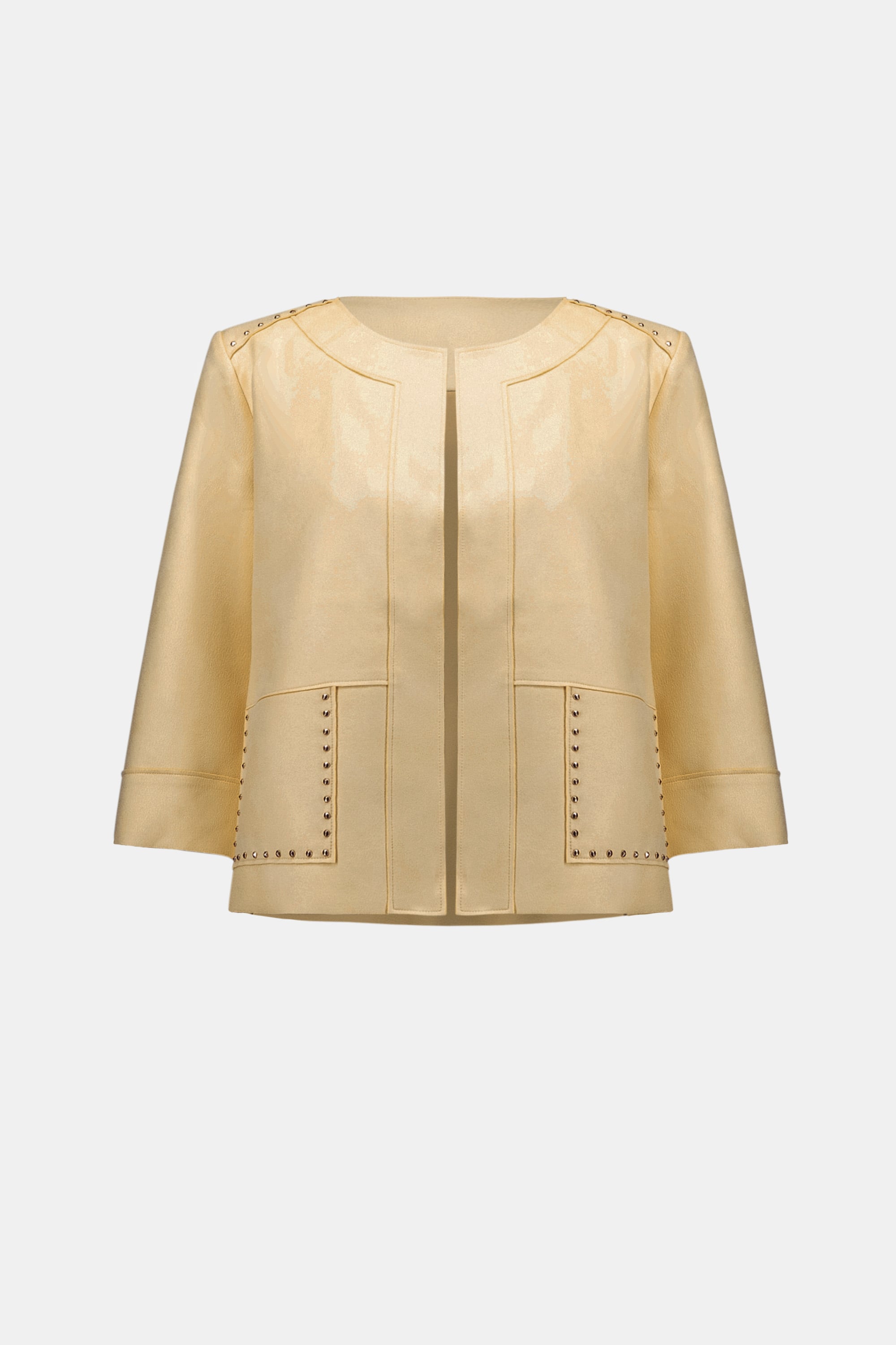 Foiled Scuba Suede Boxy Jacket With Stud Details