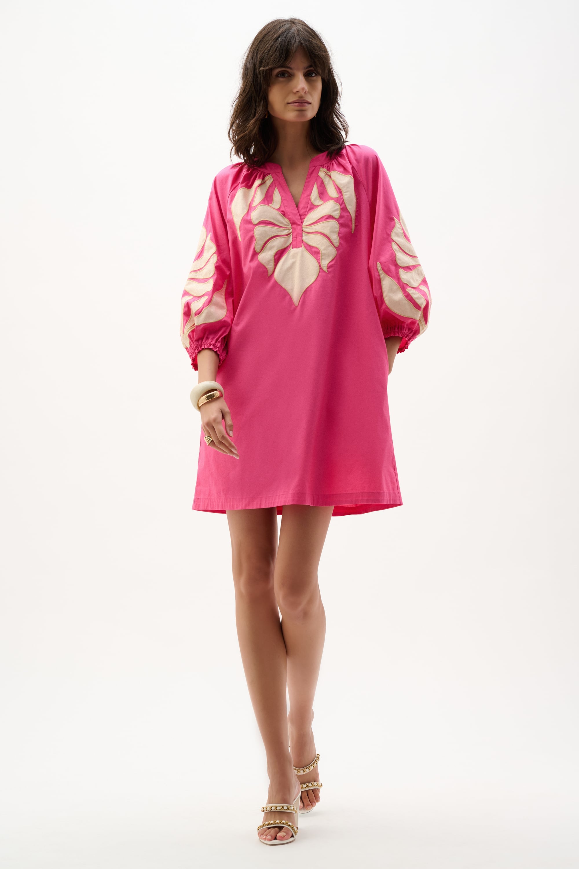 Stretch Cotton Floral Embroidered Straight Dress