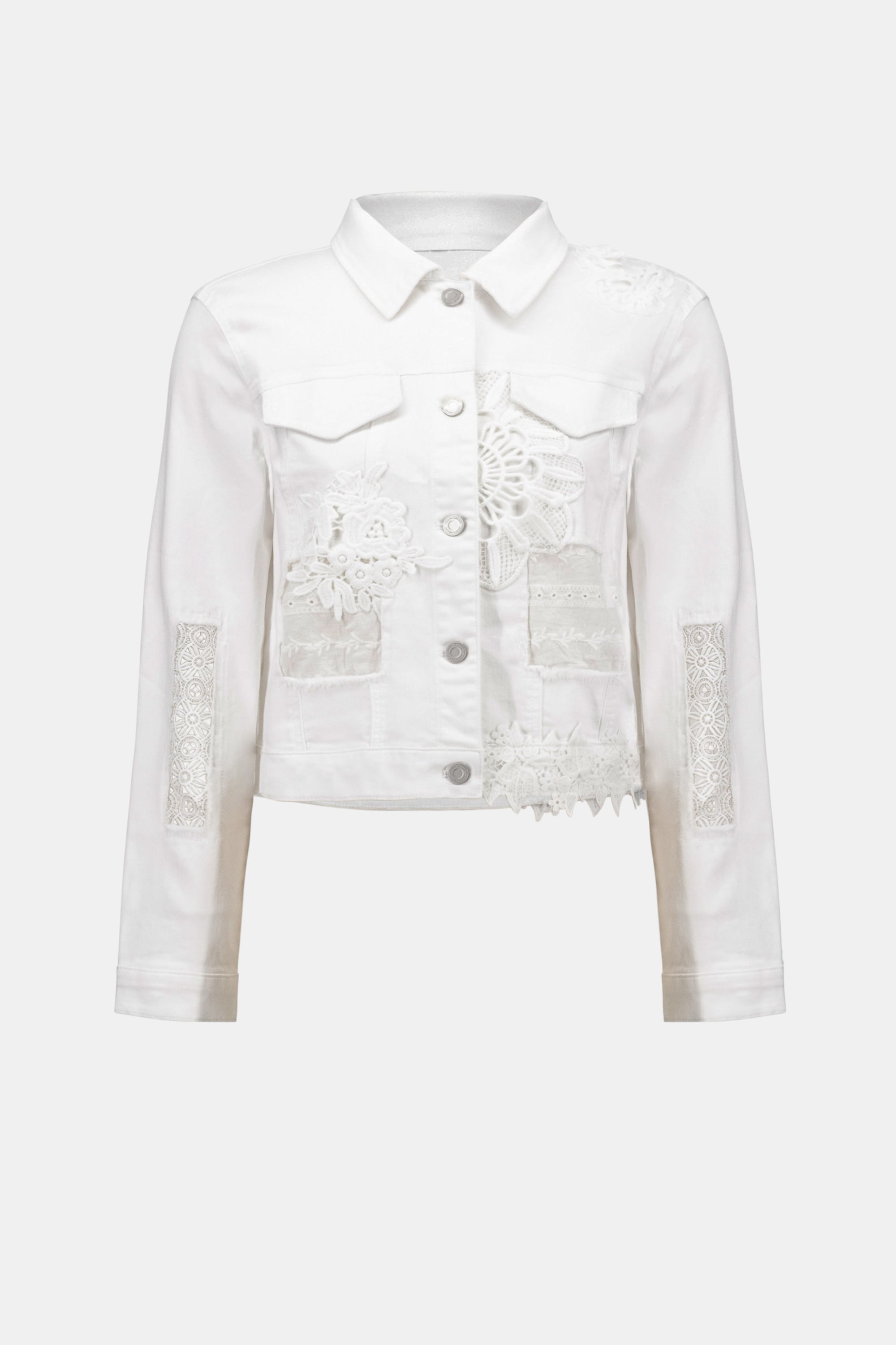 Featherweave Denim Jacket With Lace Embroidery