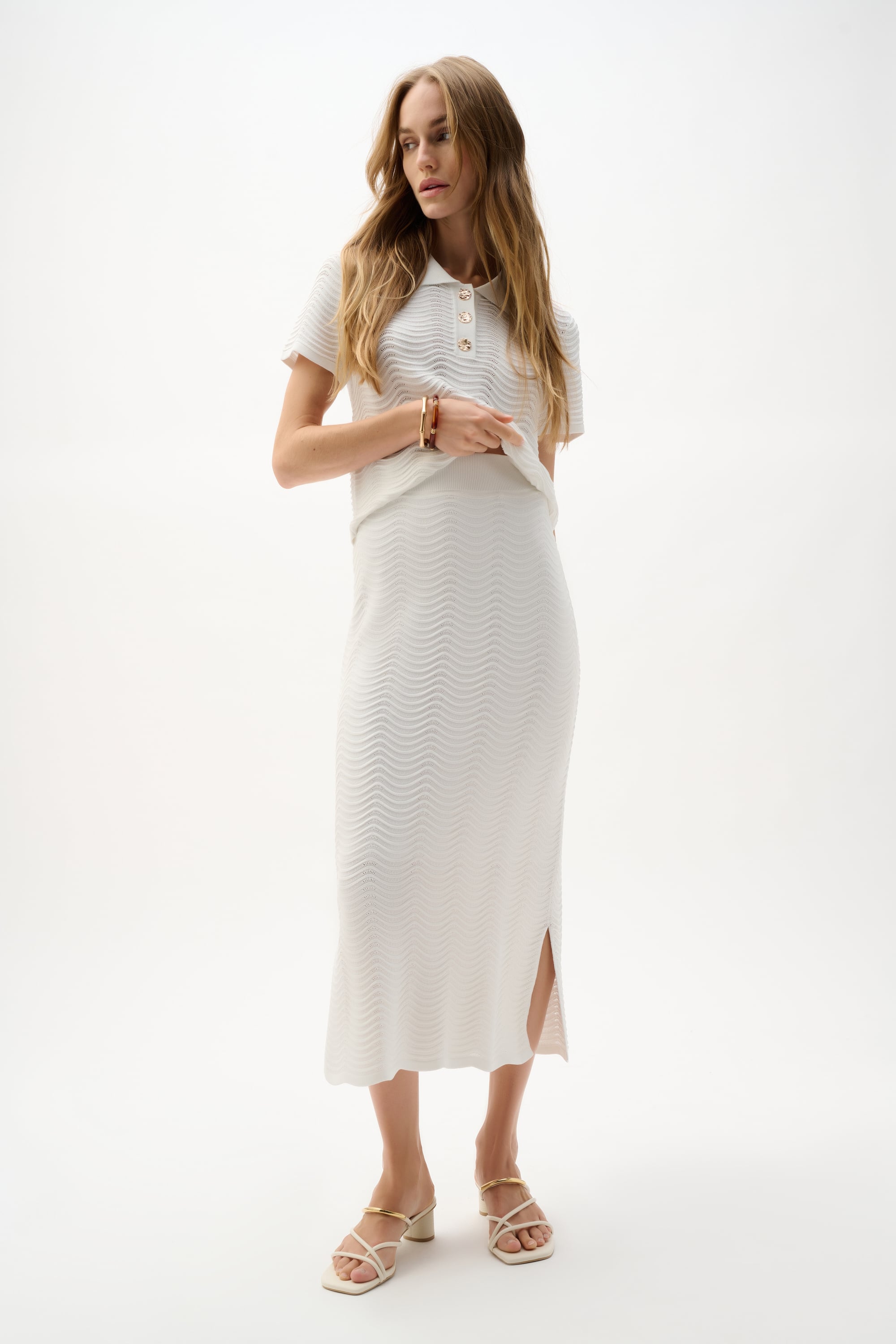 Textured Viscose Sweater Knit Pencil Skirt