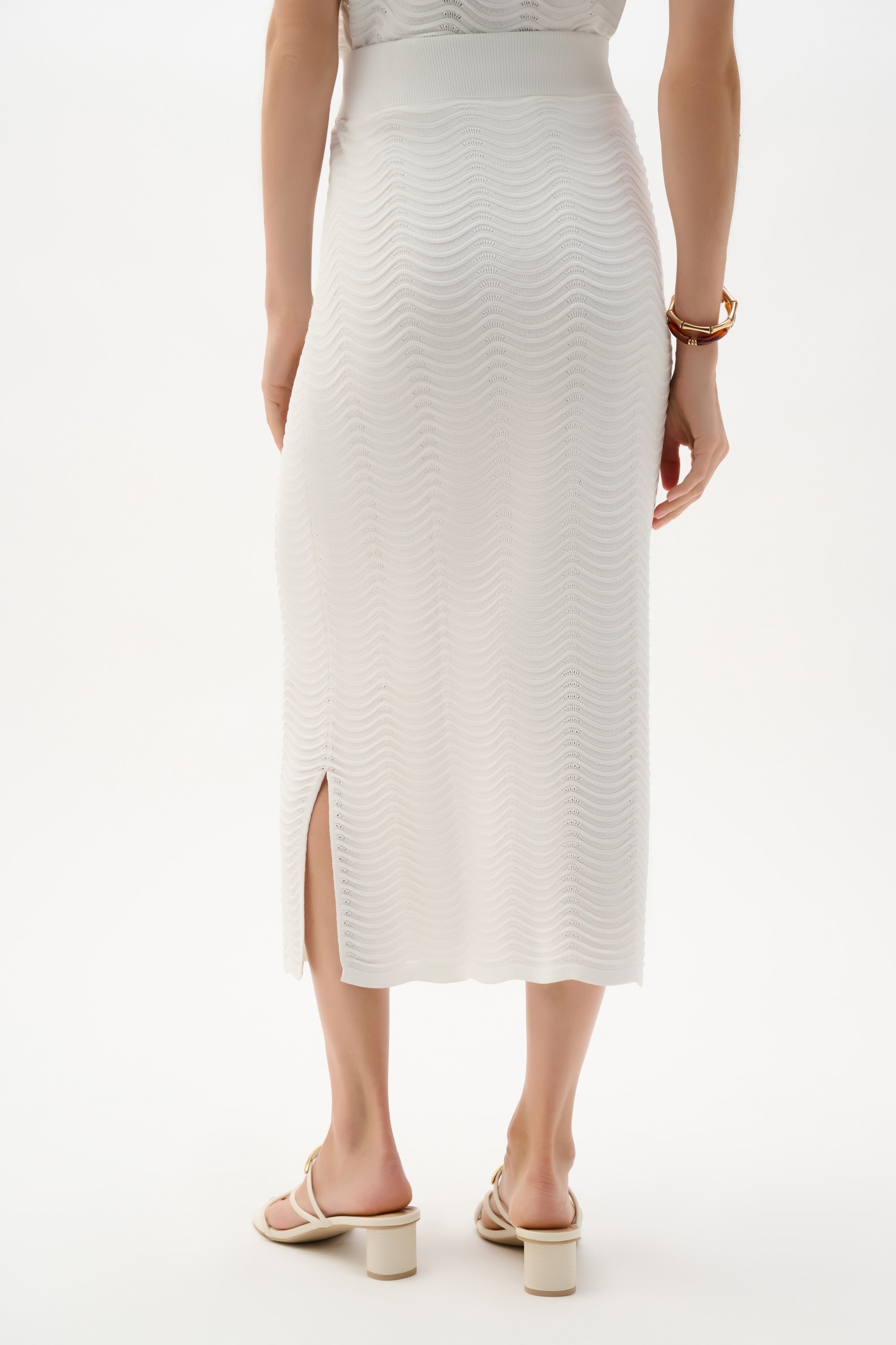 Textured Viscose Sweater Knit Pencil Skirt