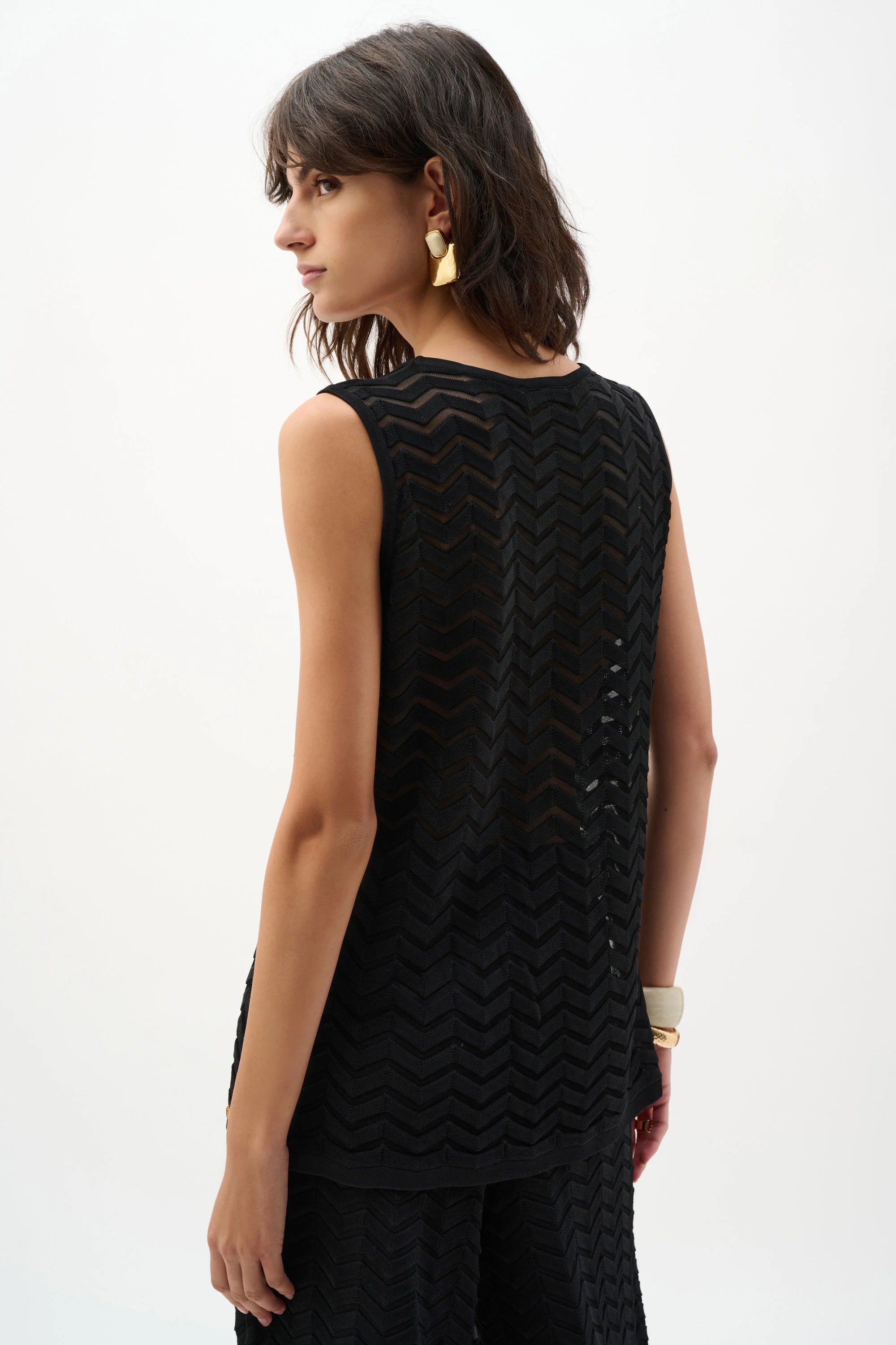 Joseph Ribkoff Viscose Jacquard Knit Chevron Stitch Tunic-262932