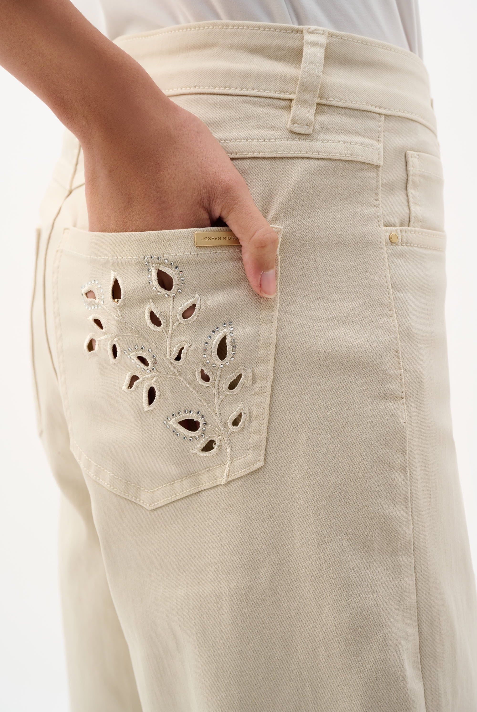 Repreve® Denim Wide Leg Crop Jeans With Embroidery