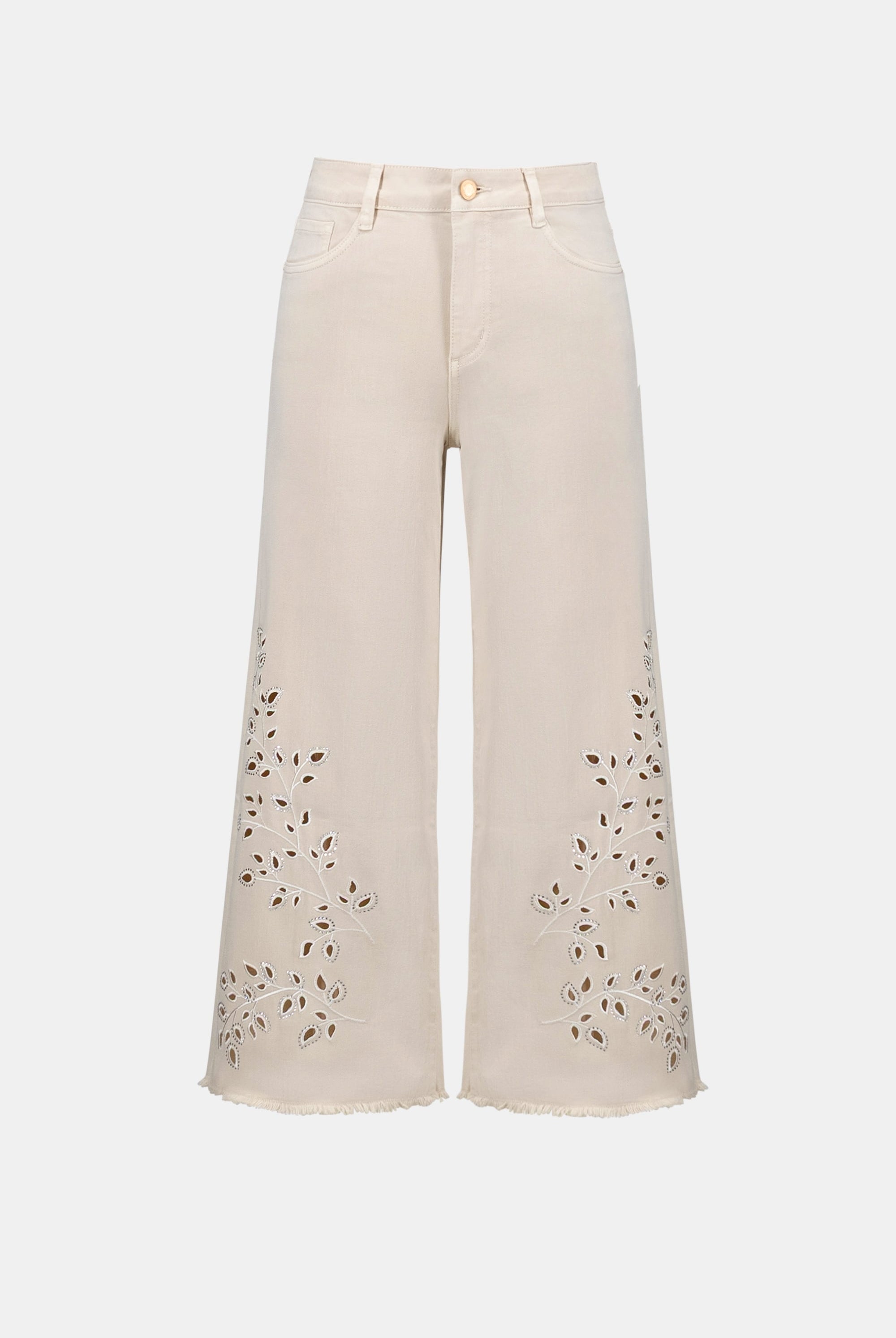 Repreve® Denim Wide Leg Crop Jeans With Embroidery
