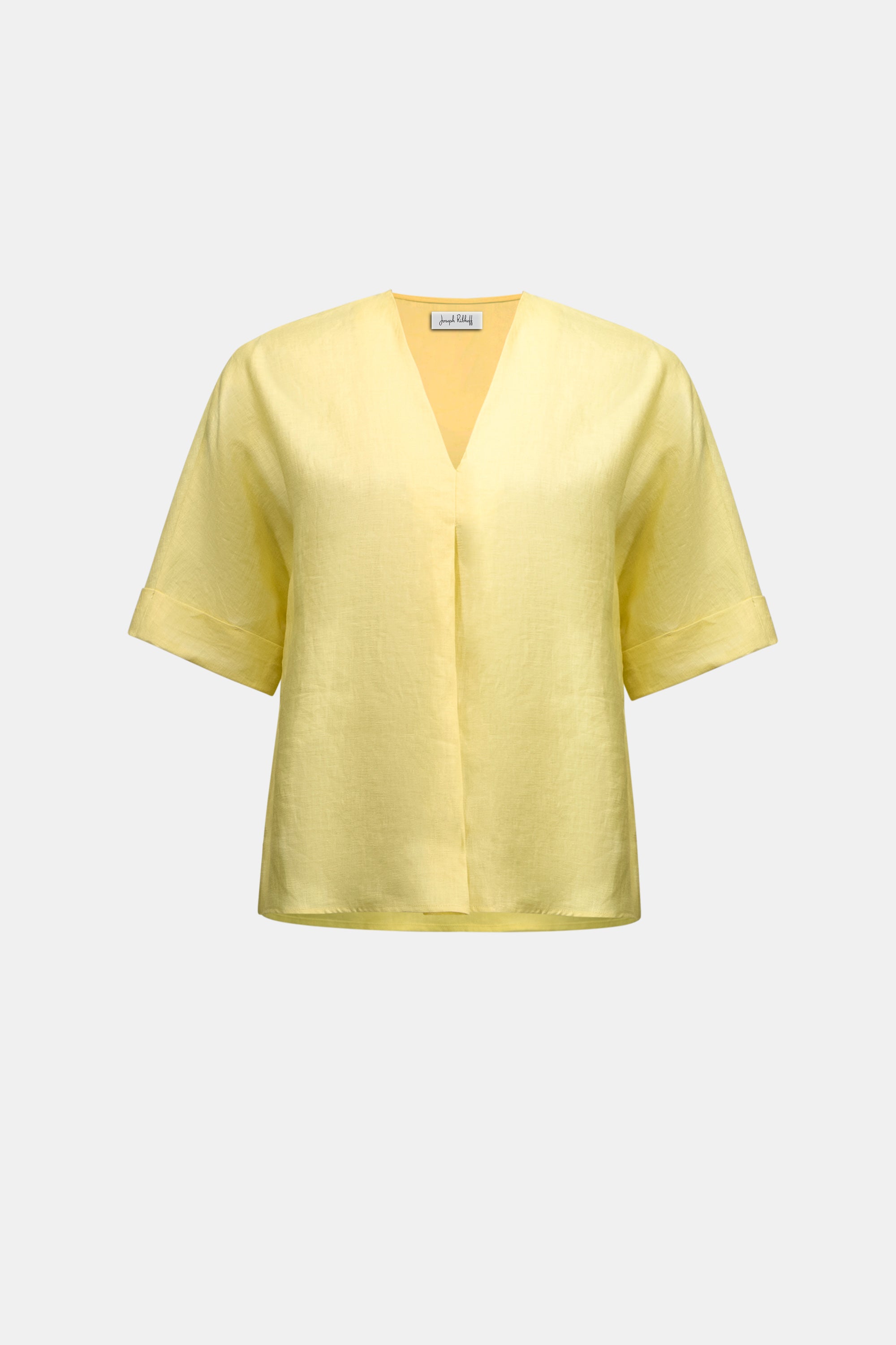 Linen Straight Top With V-notch neckline