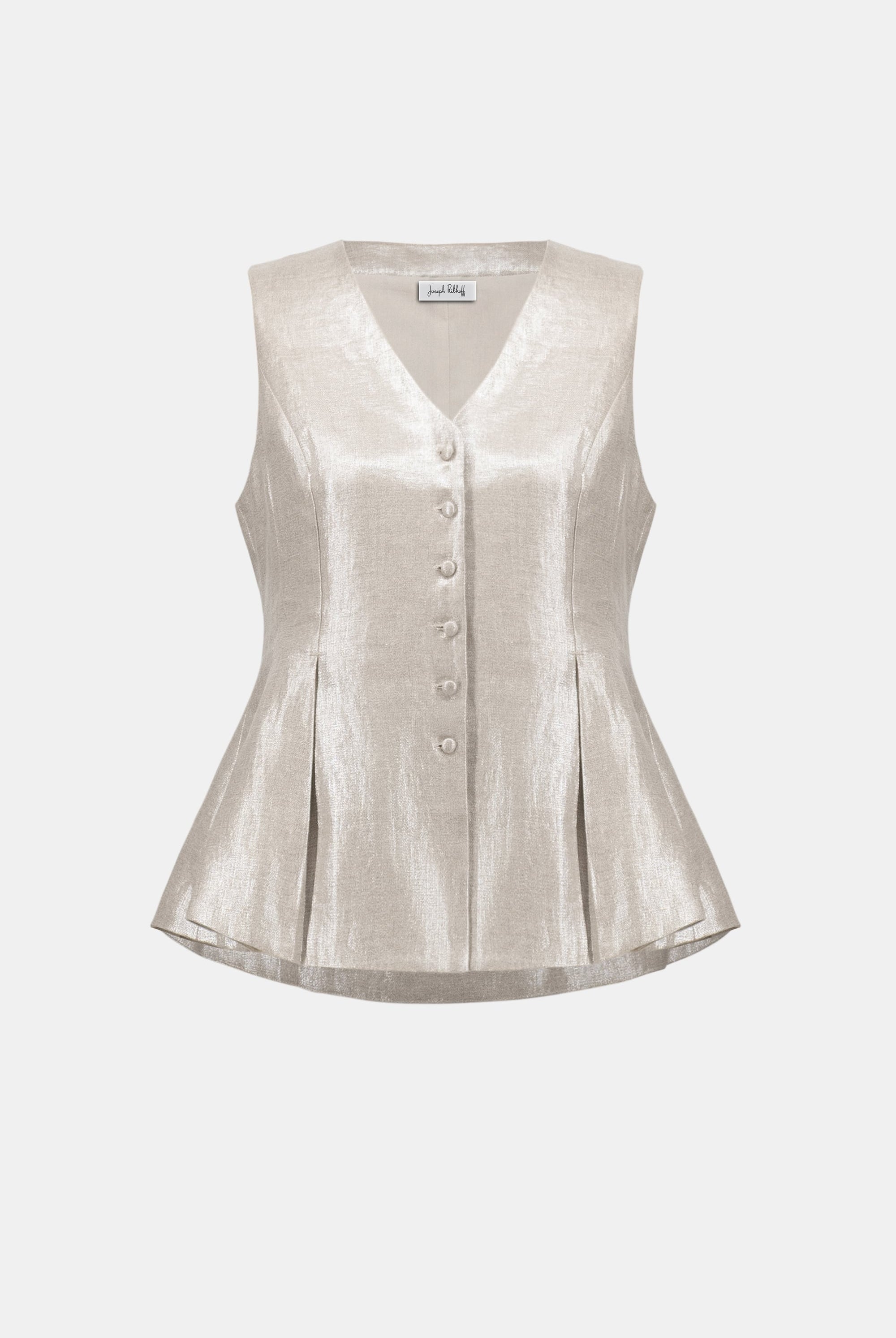 Foiled Linen Peplum Vest