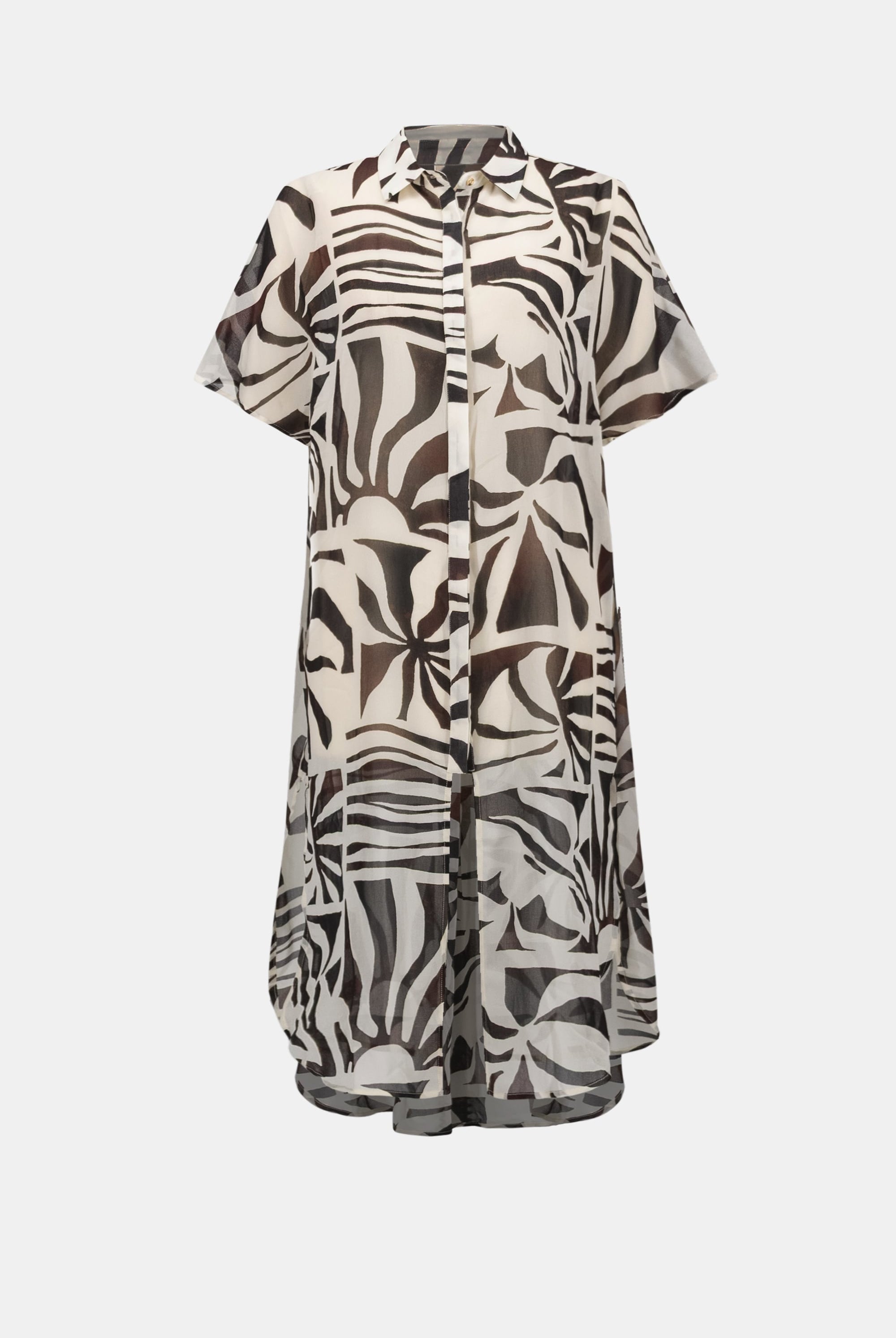 Chiffon Tropical Print Straight Blouse