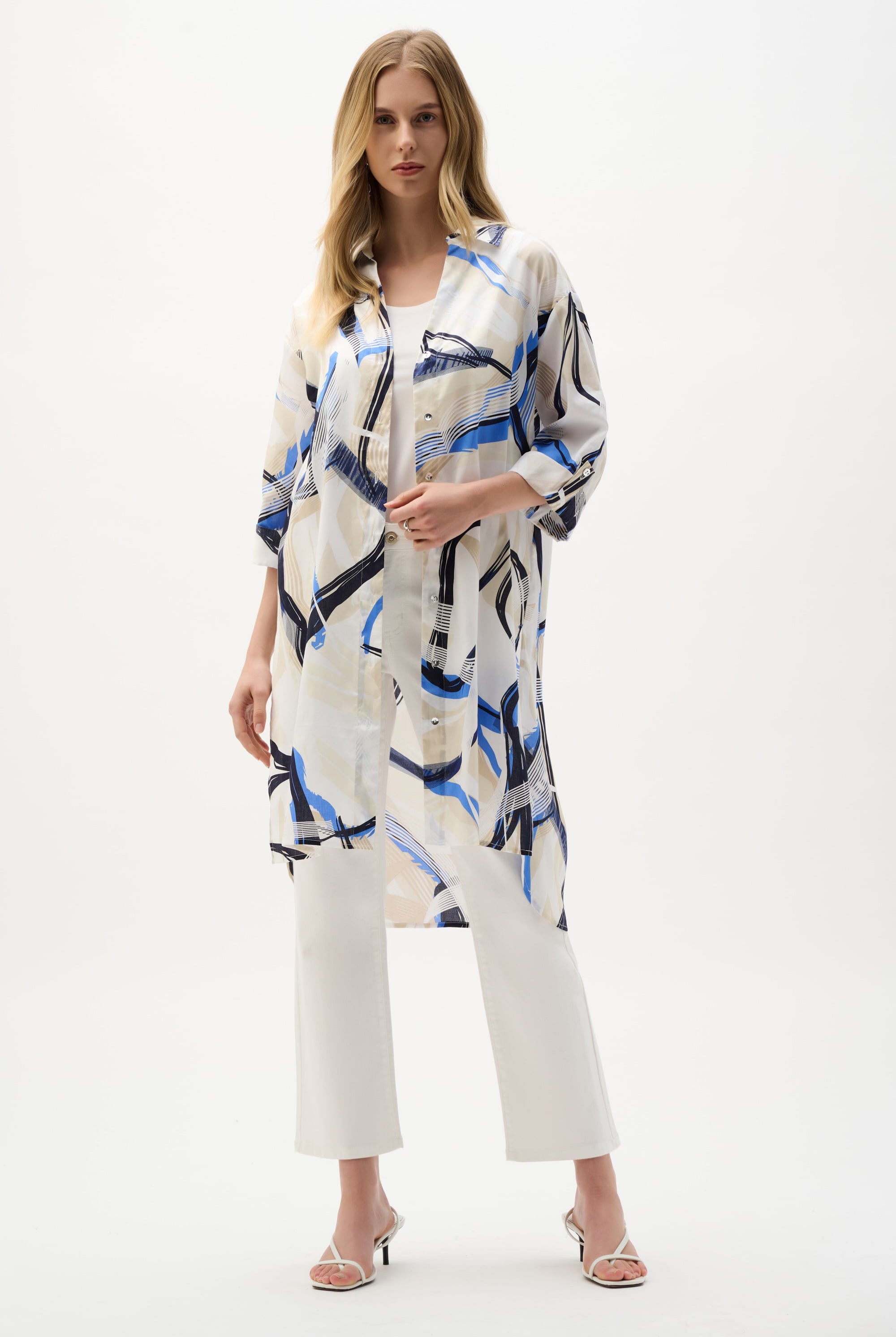 Cotton Voile Abstract Print Straight Blouse