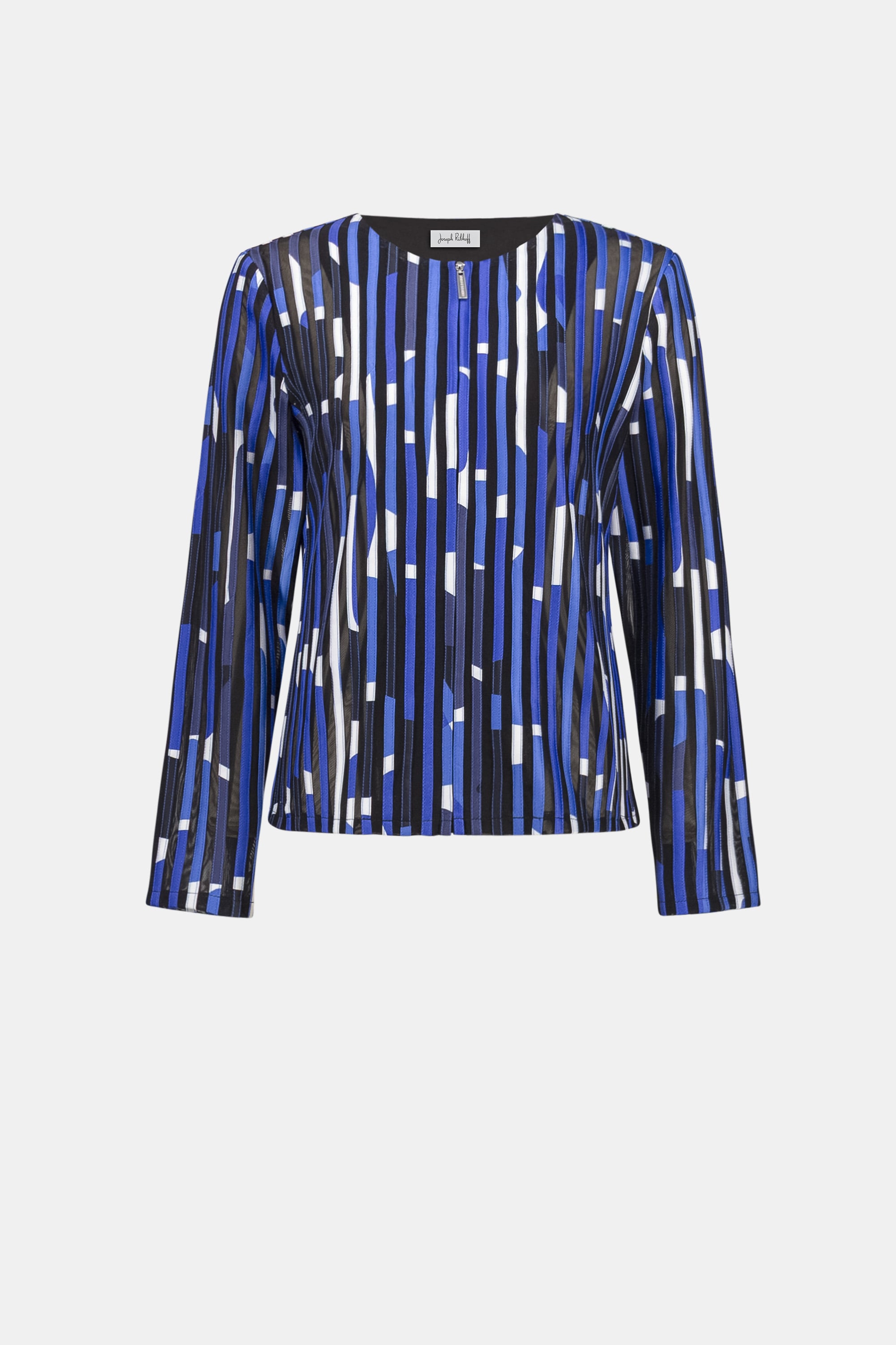 Mesh And Satin Geometric Print Fitted Jacket