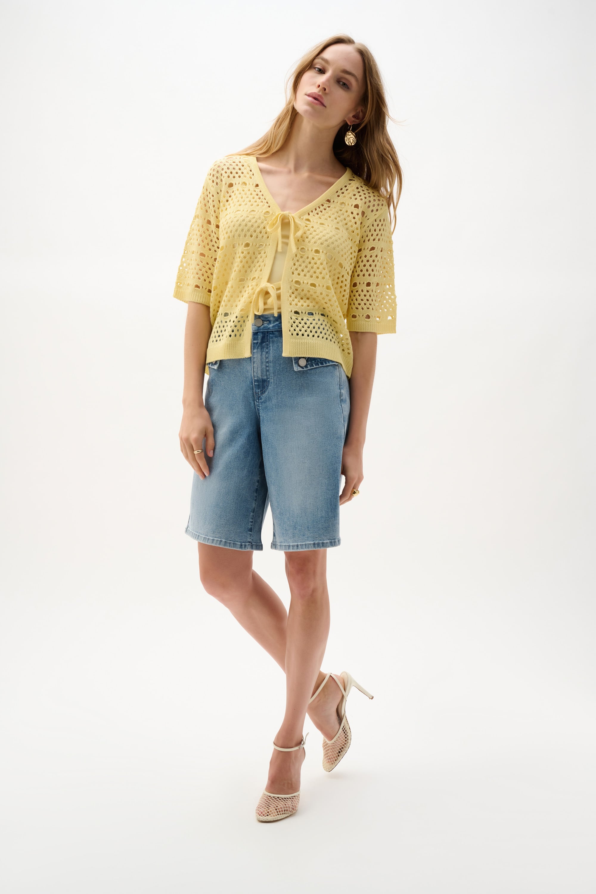 Viscose Sweater Knit Open-Stitch Cardigan