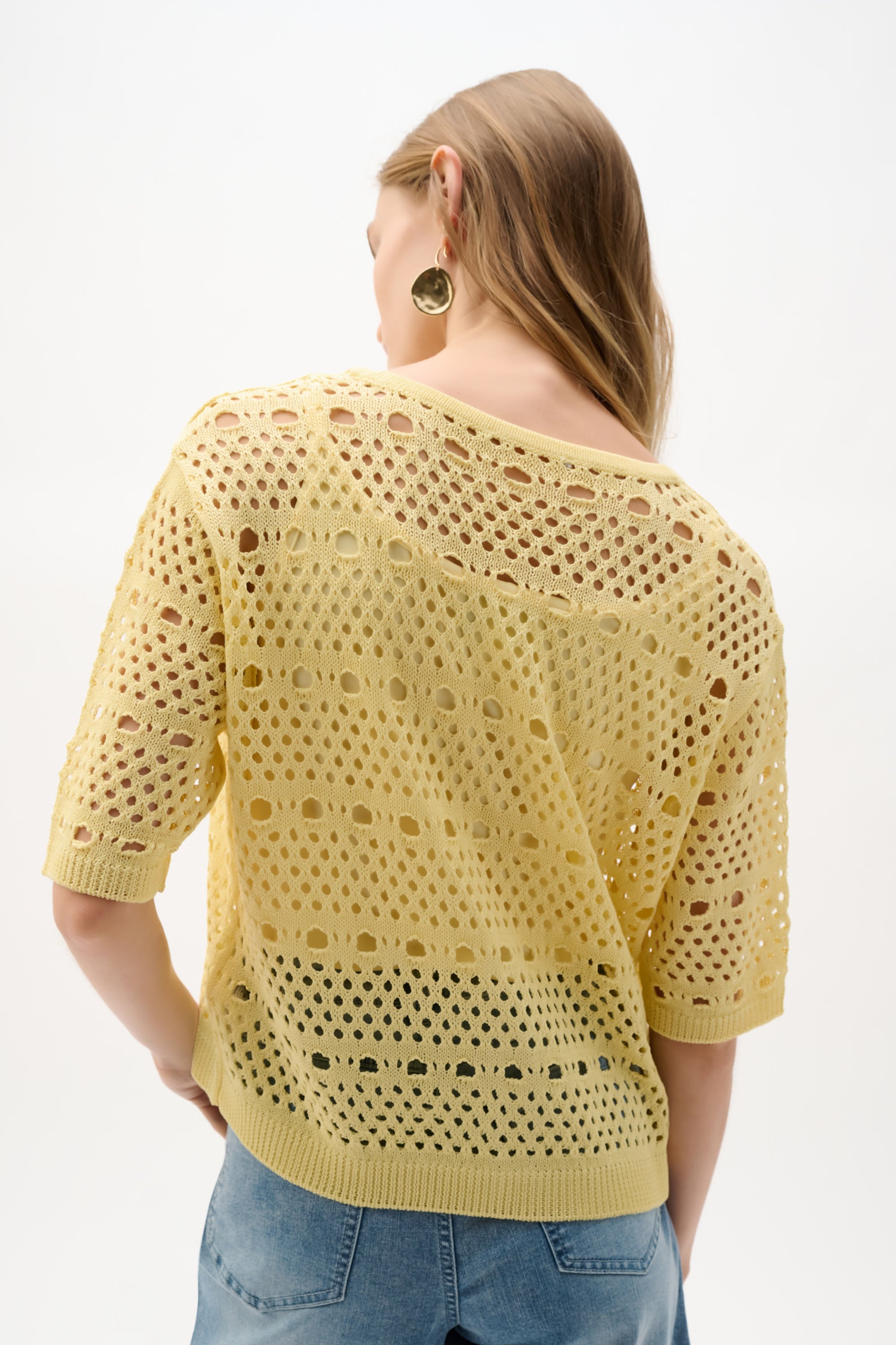 Viscose Sweater Knit Open-Stitch Cardigan