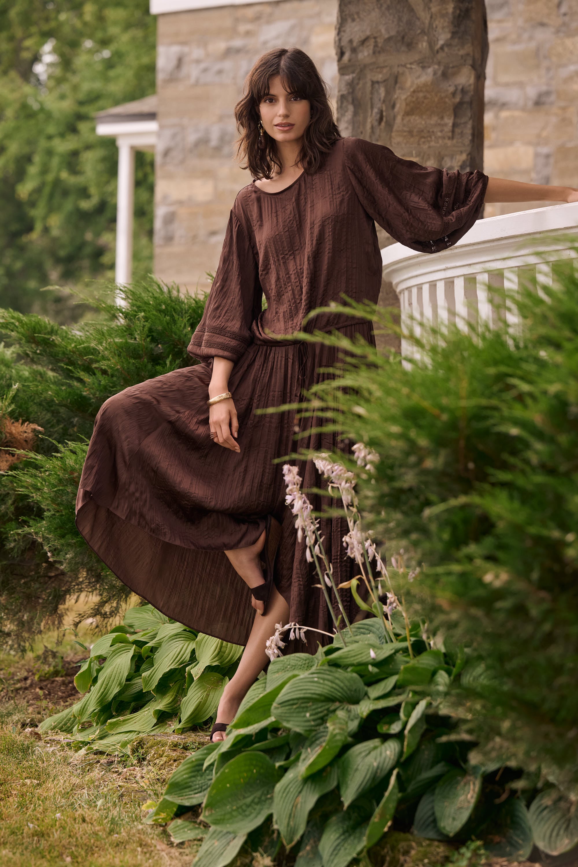 Pleated Satin Flare Skirt With Pleats