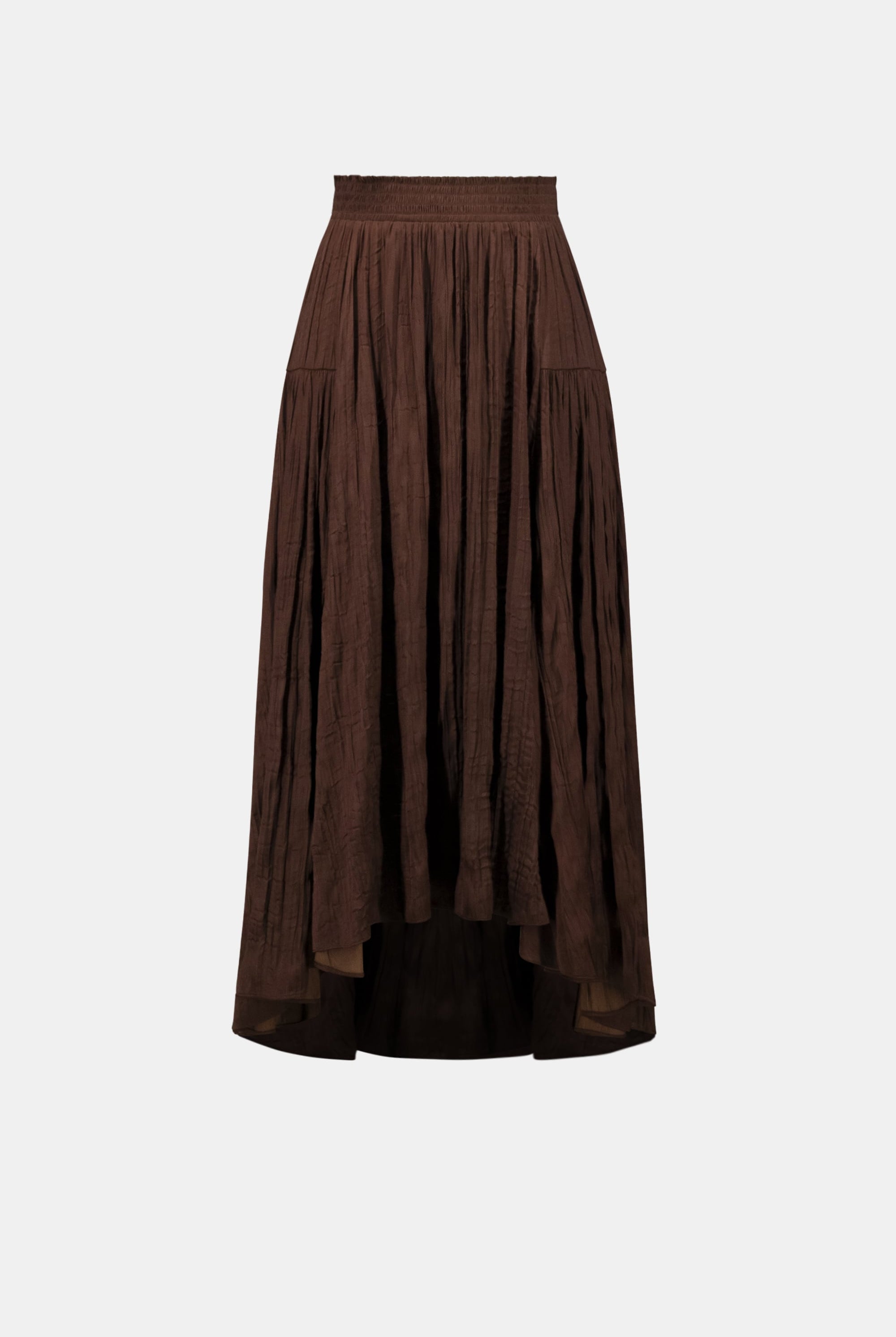 Pleated Satin Flare Skirt With Pleats