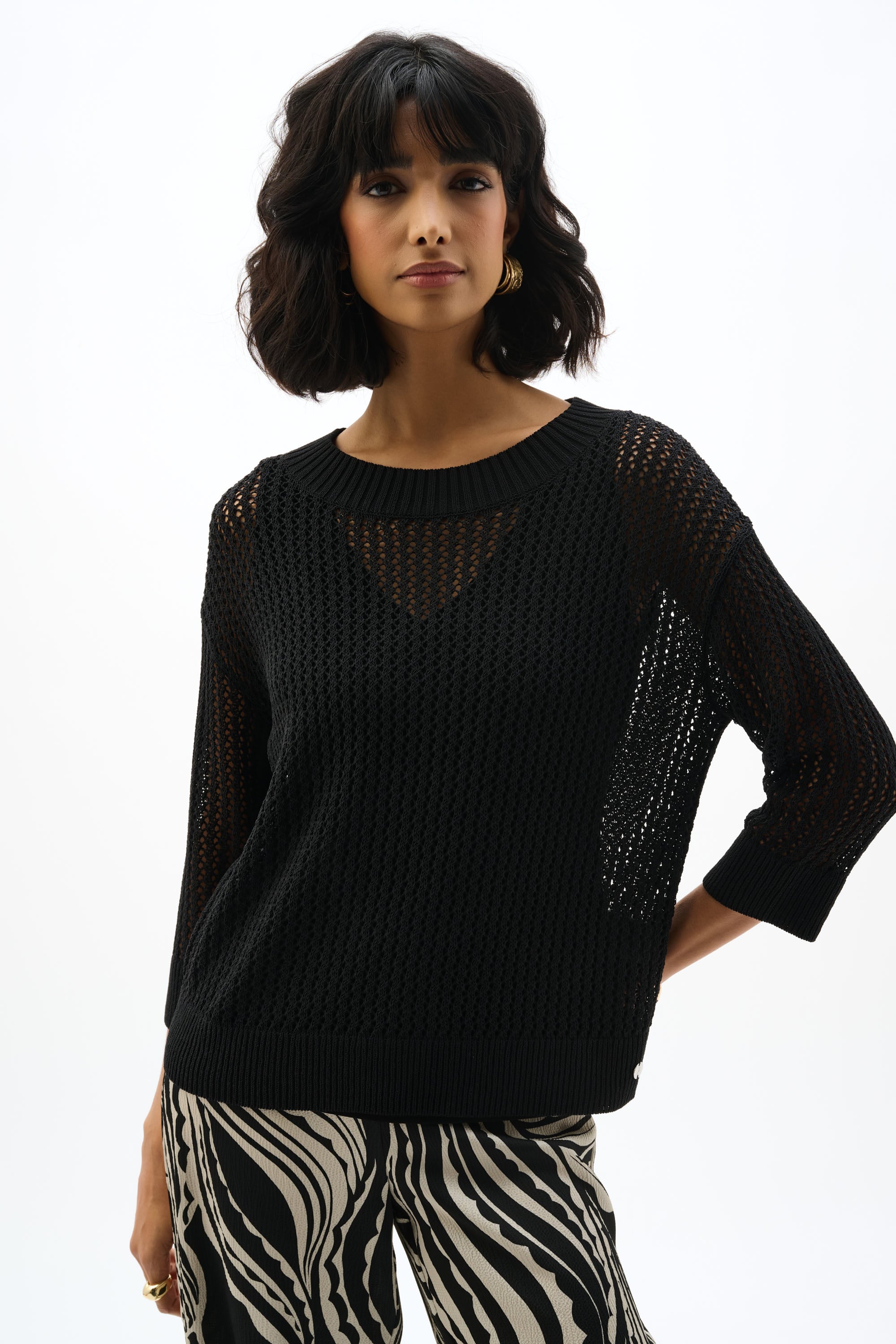 Acrylic Blend Open Stitch Sweater