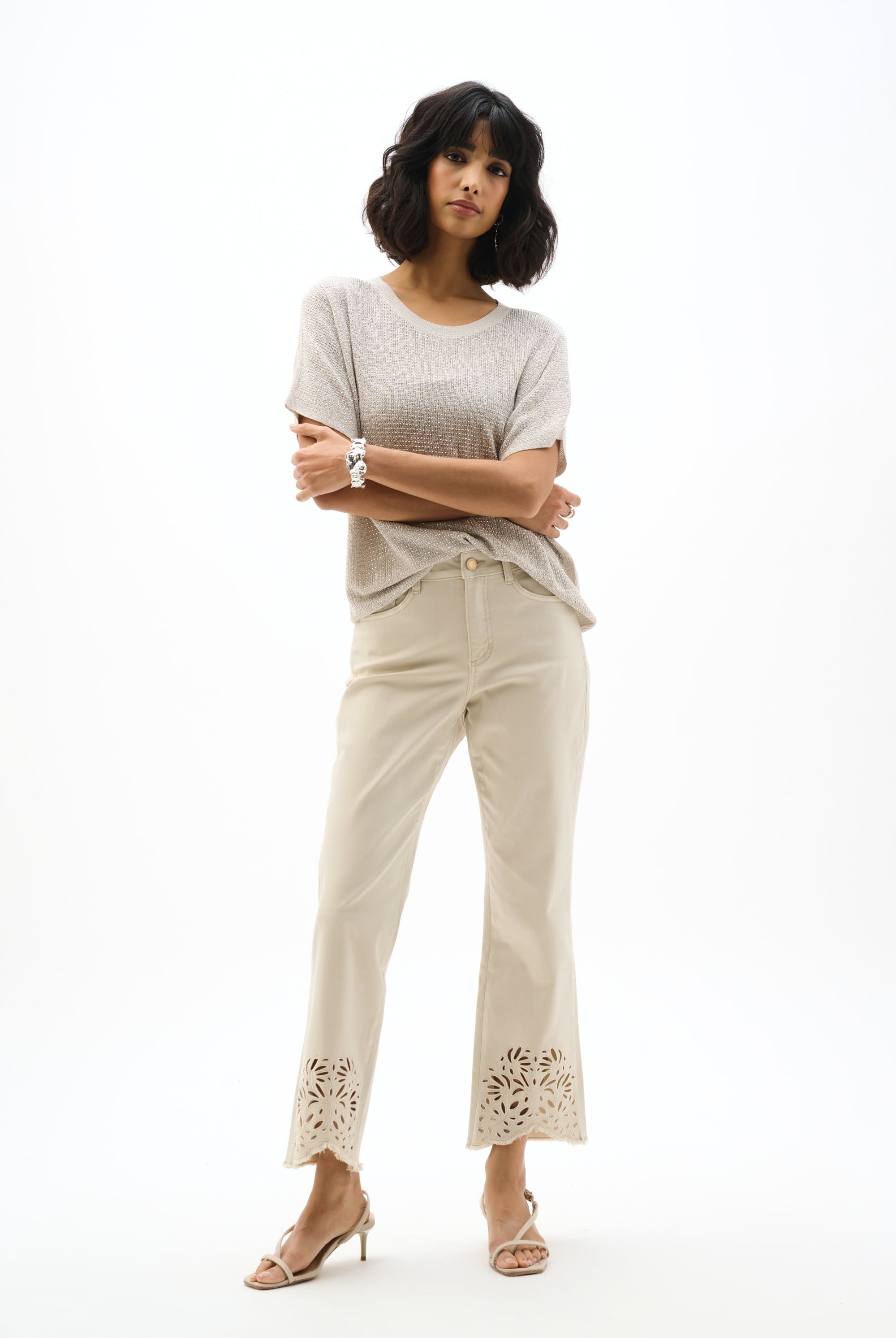 Repreve® Straight Jeans With Flower Embroidery