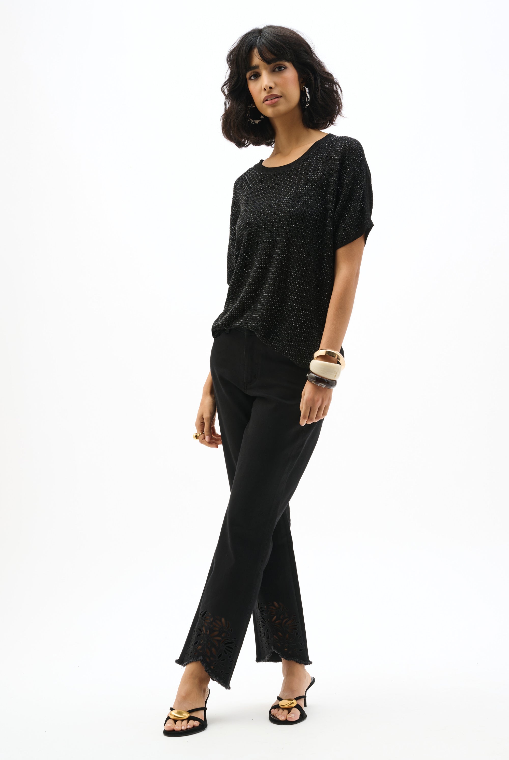 Repreve® Straight Jeans With Flower Embroidery