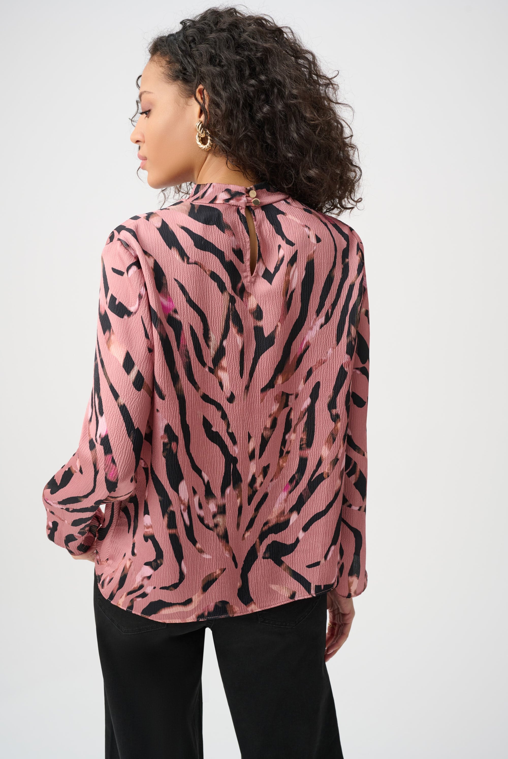 Textured Satin Animal-Print Cowl Top