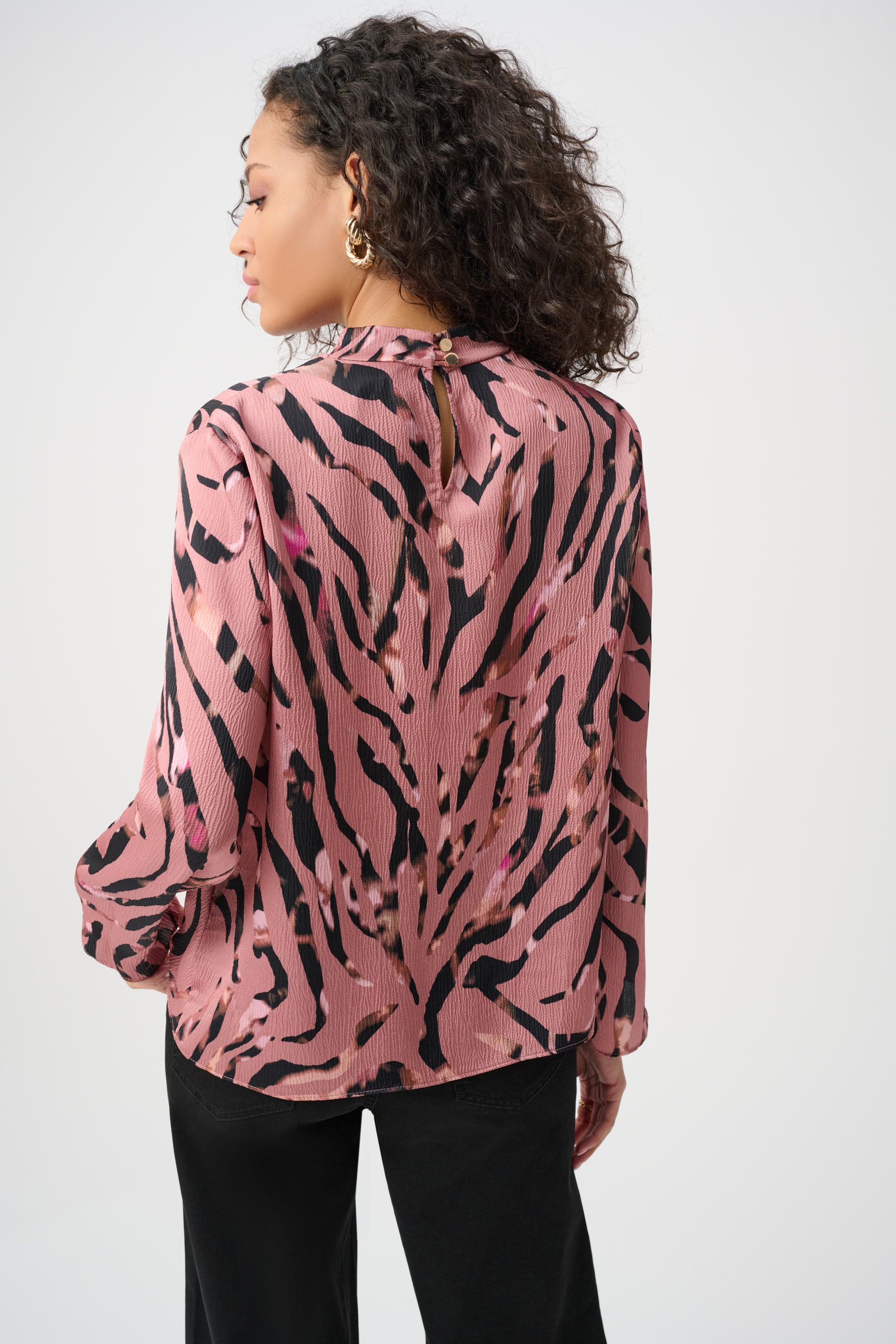 Textured Satin Animal-Print Cowl Top