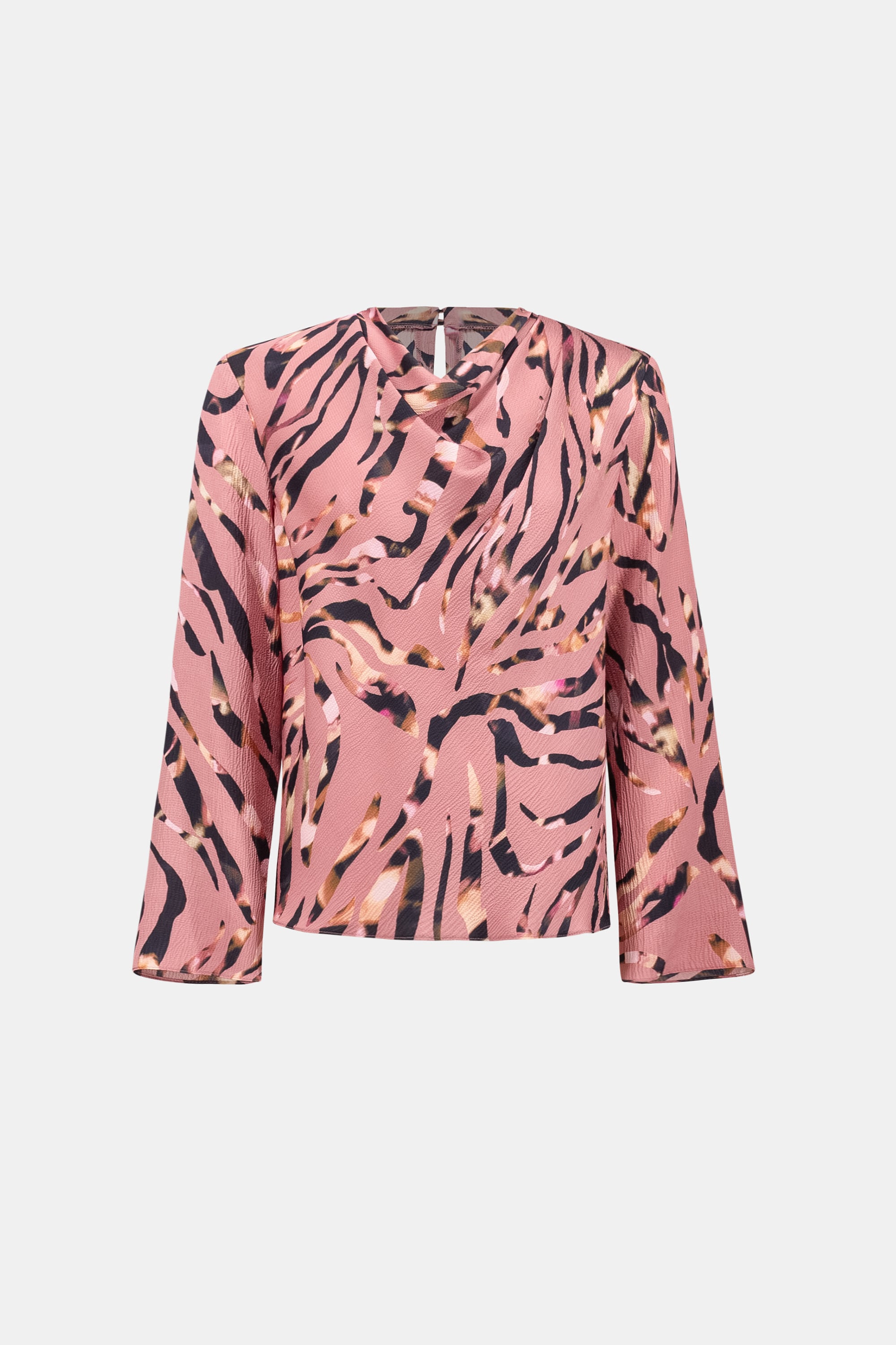 Textured Satin Animal-Print Cowl Top