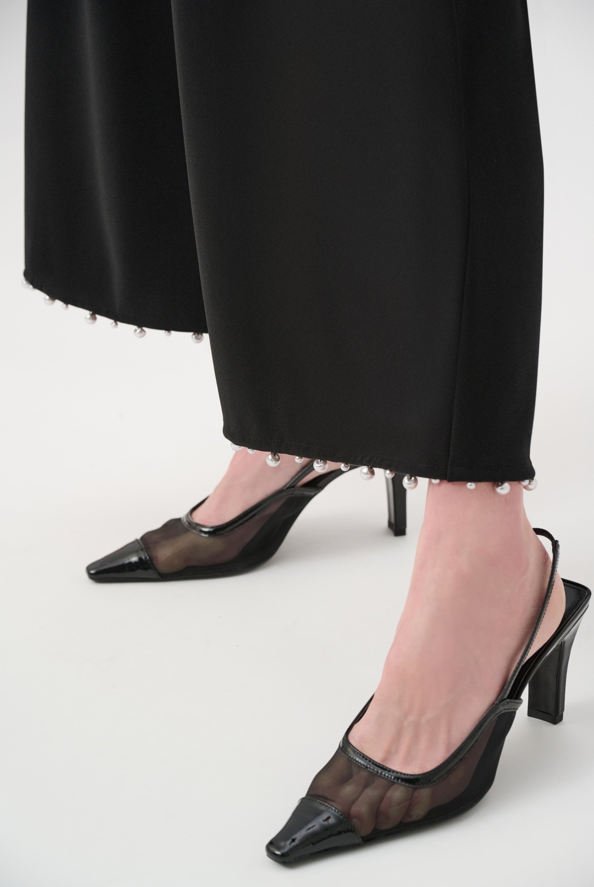 Silky Knit Pearl-Trim Culotte Pants
