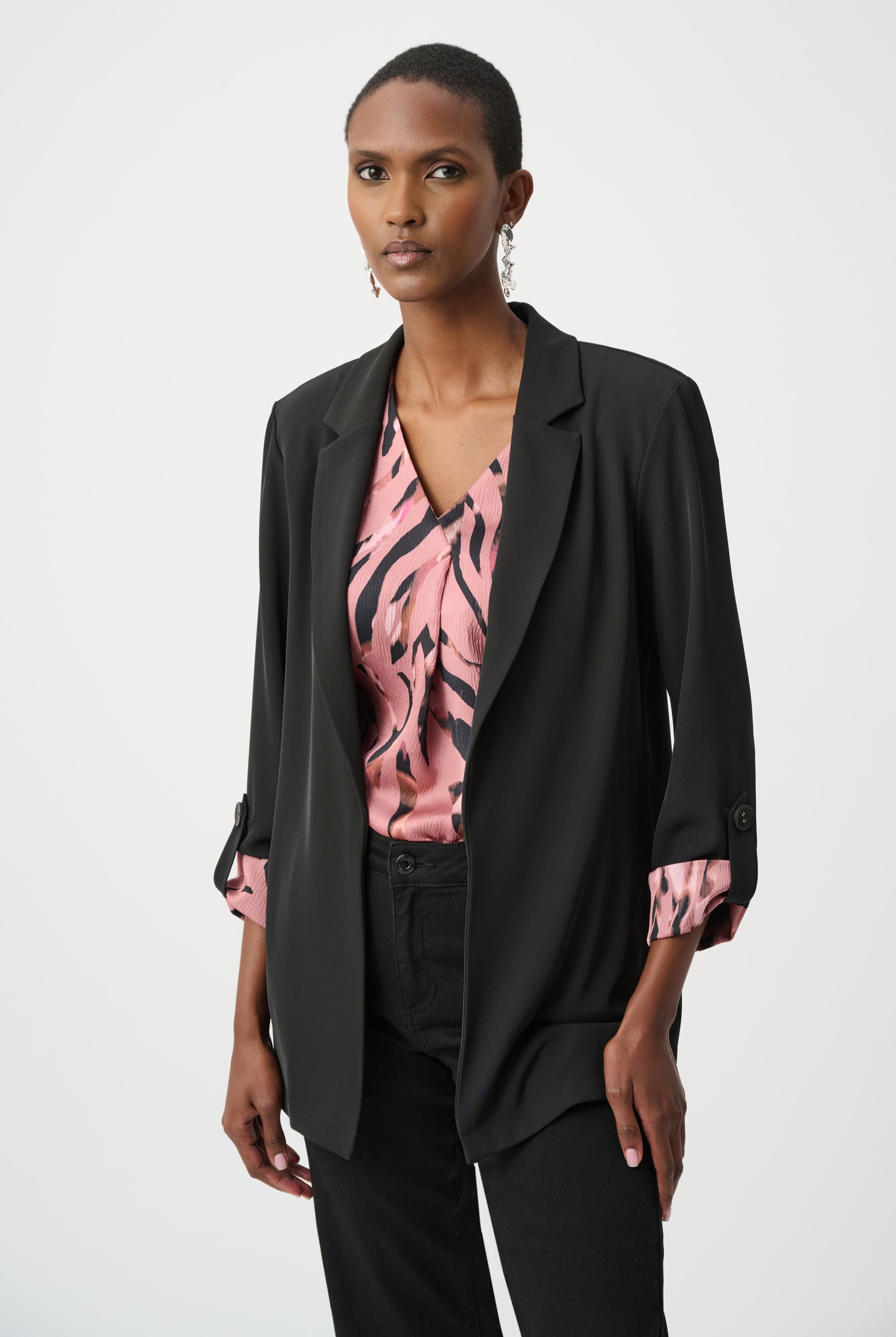 Woven Twill Printed Cuffs Blazer